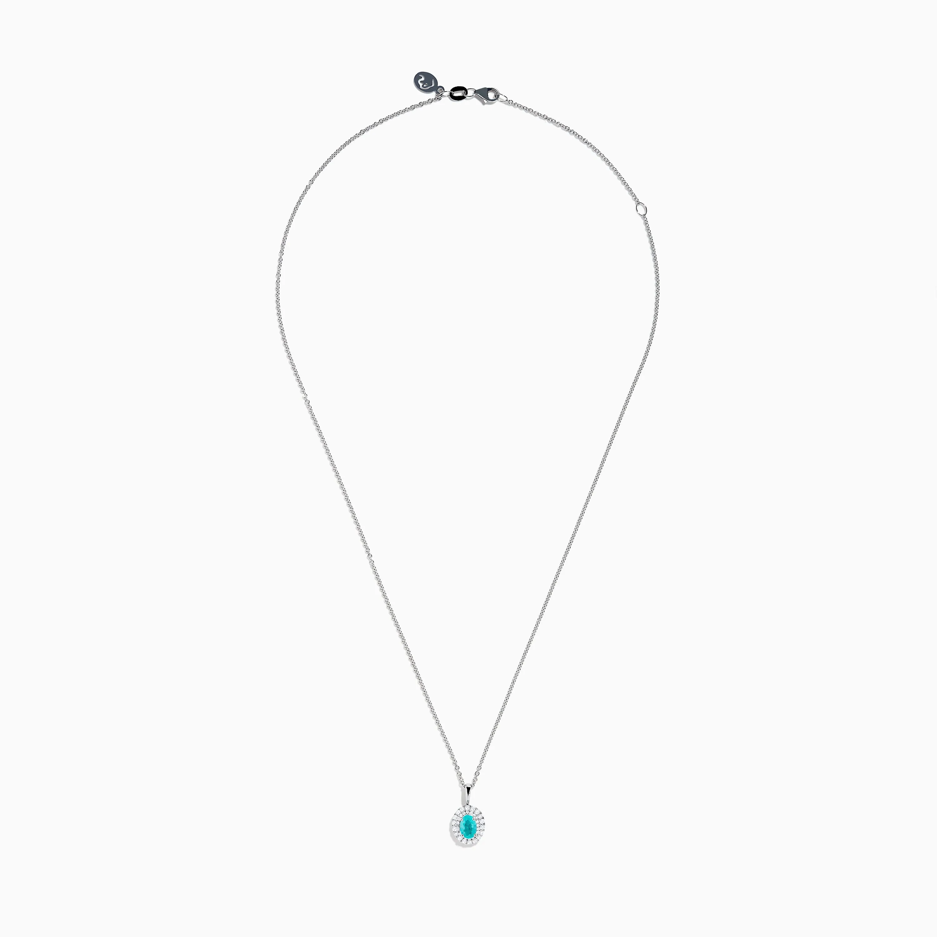 18K White Gold Paraiba and Diamond Pendant sold by Effy product image thumbnail 3