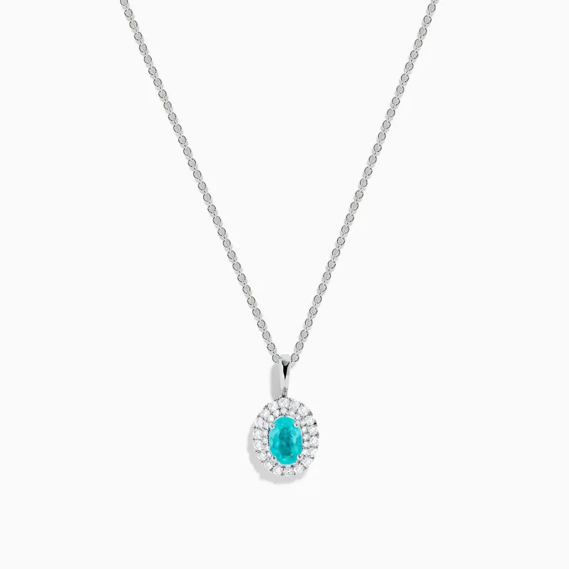 18K White Gold Paraiba and Diamond Pendant sold by Effy