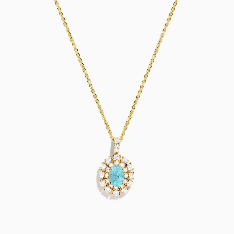 18K Yellow Gold Paraiba and Diamond Pendant sold by Effy