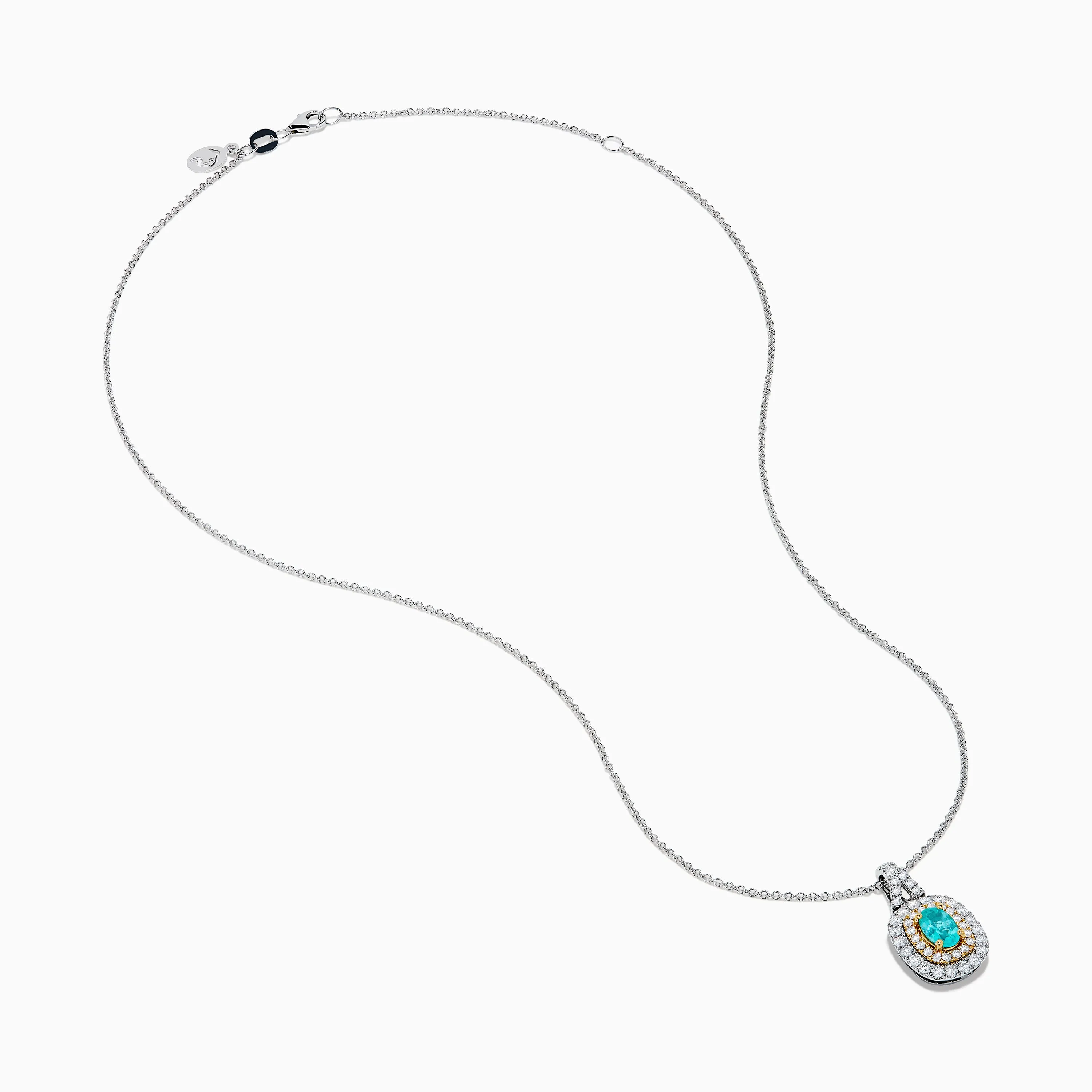 18K Two Tone Gold Paraiba and Diamond Double Halo Pendant sold by Effy product image thumbnail 2