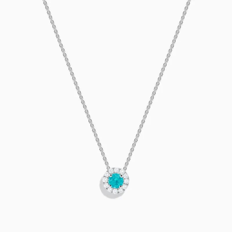 18K White Gold Paraiba and Diamond Pendant sold by Effy