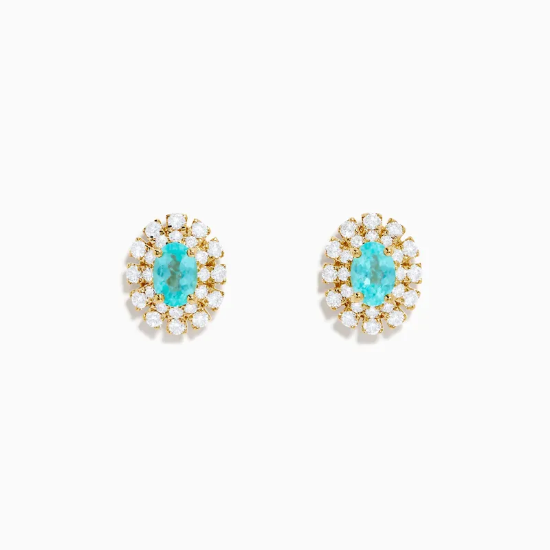 18K Yellow Gold Paraiba and Diamond Stud Earrings sold by Effy