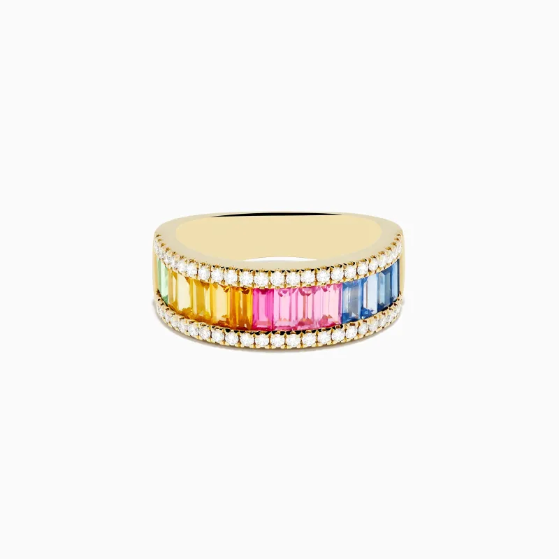 Watercolors 14K Yellow Gold Multi Color Sapphire and Diamond Ring sold by Effy