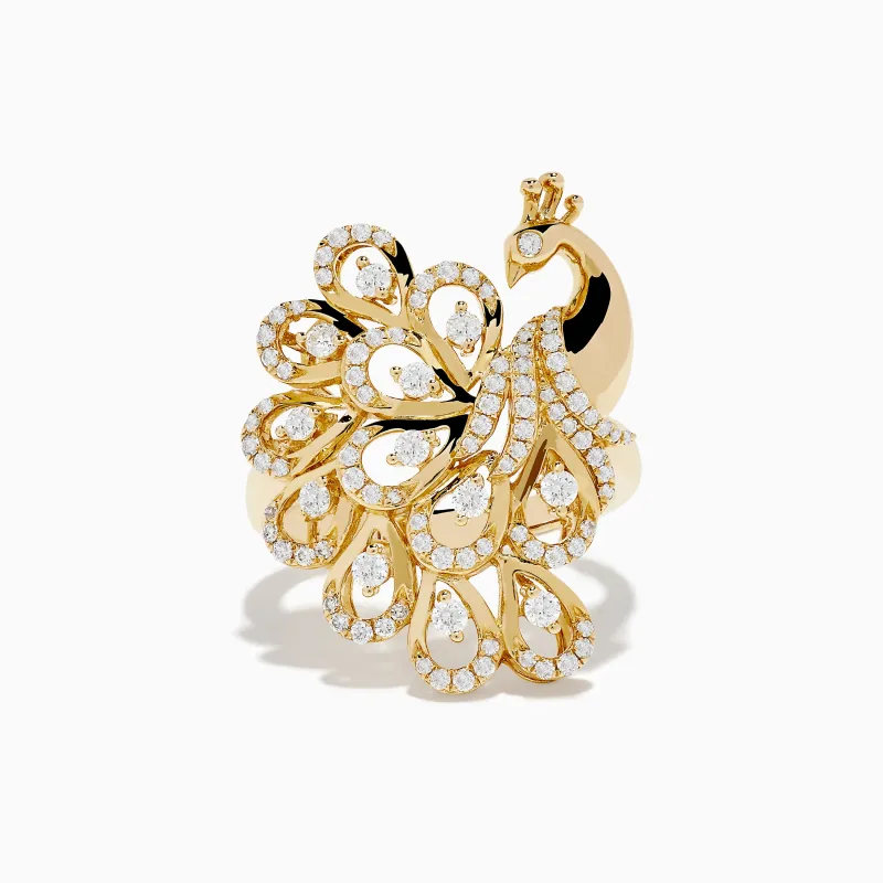Safari 14K Yellow Gold Diamond Peacock Ring sold by Effy