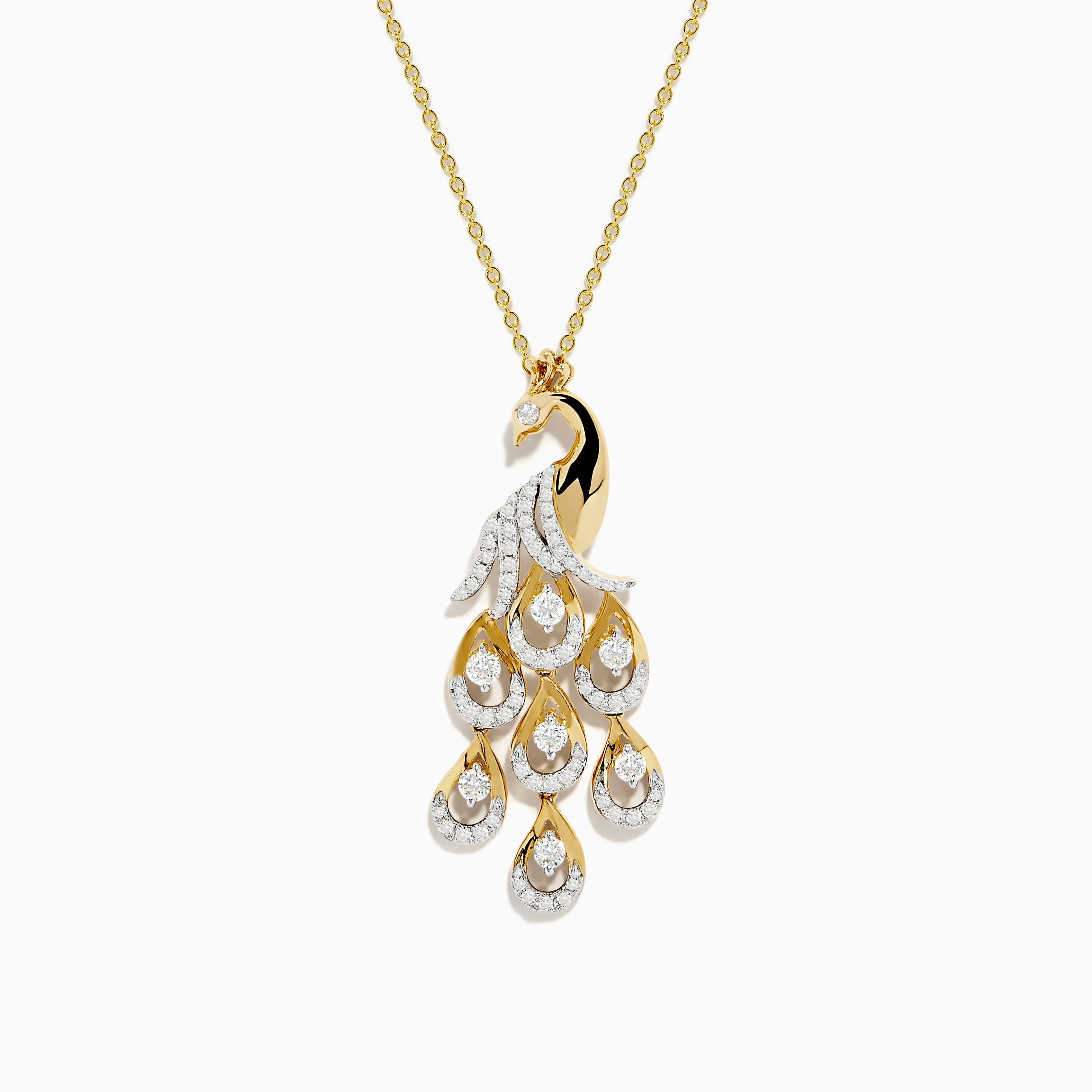 Safari 14K Yellow Gold Diamond Peacock Pendant sold by Effy