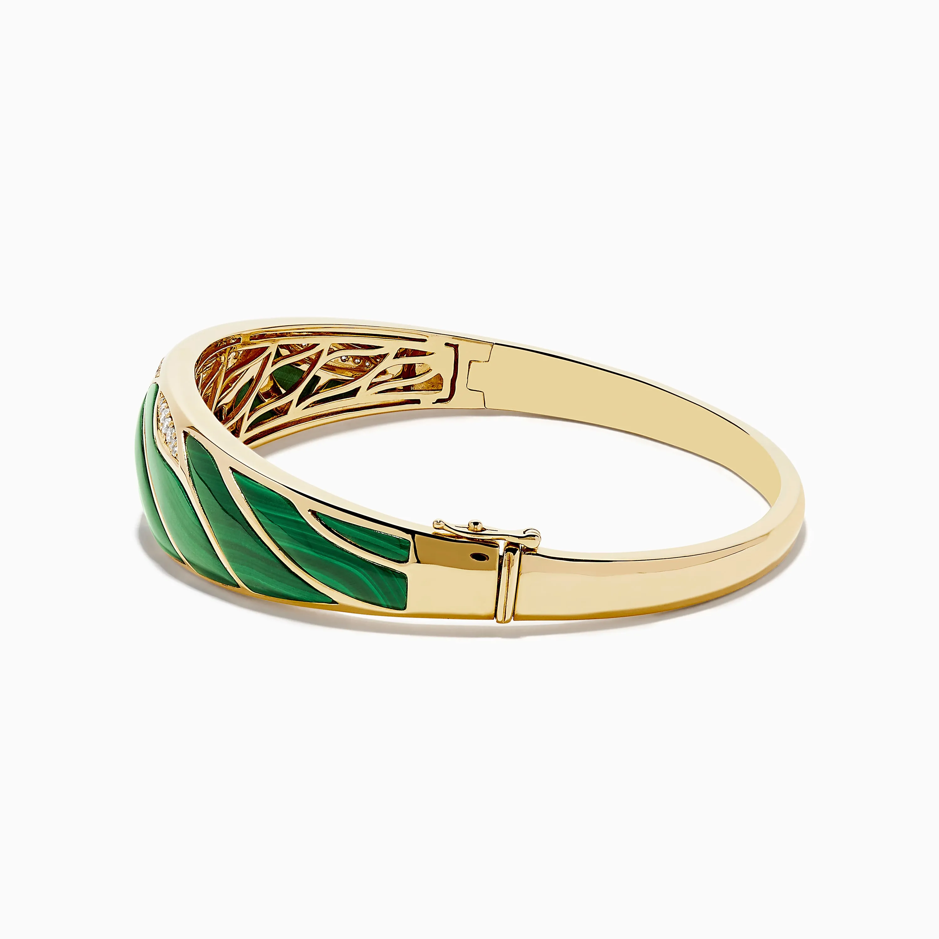 14K Yellow Gold Malachite and Diamond Inlay Bangle sold by Effy product image thumbnail 4