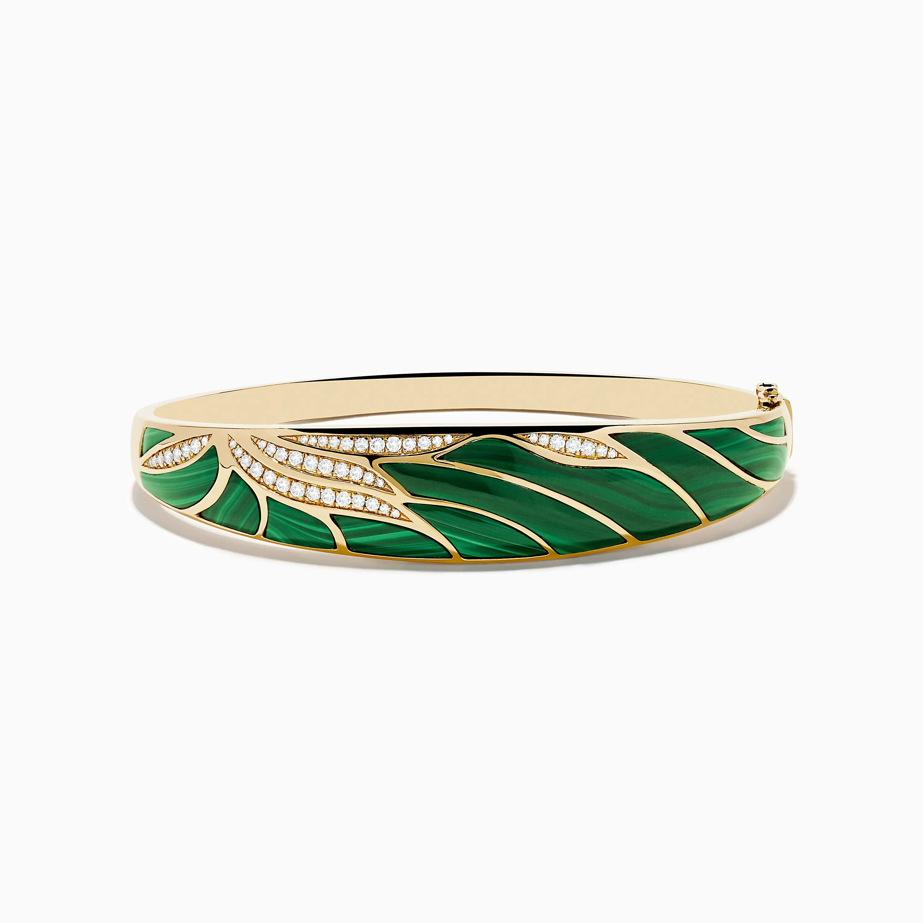 14K Yellow Gold Malachite and Diamond Inlay Bangle sold by Effy