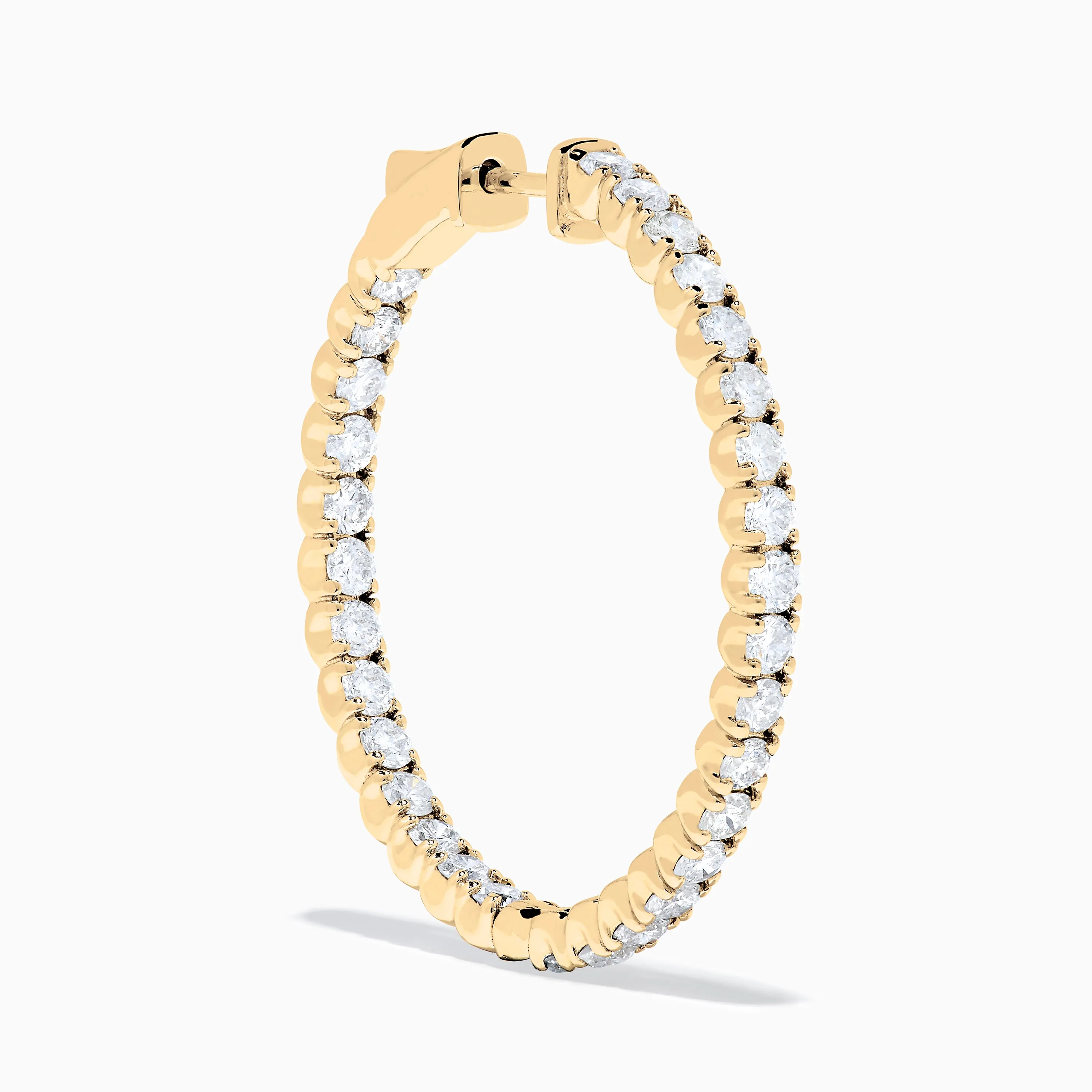14K Yellow Gold Inside Out Diamond Hoop Earrings, 2.00 TCW sold by Effy product image thumbnail 4