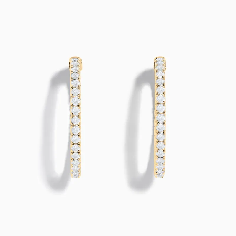 14K Yellow Gold Inside Out Diamond Hoop Earrings, 2.00 TCW sold by Effy