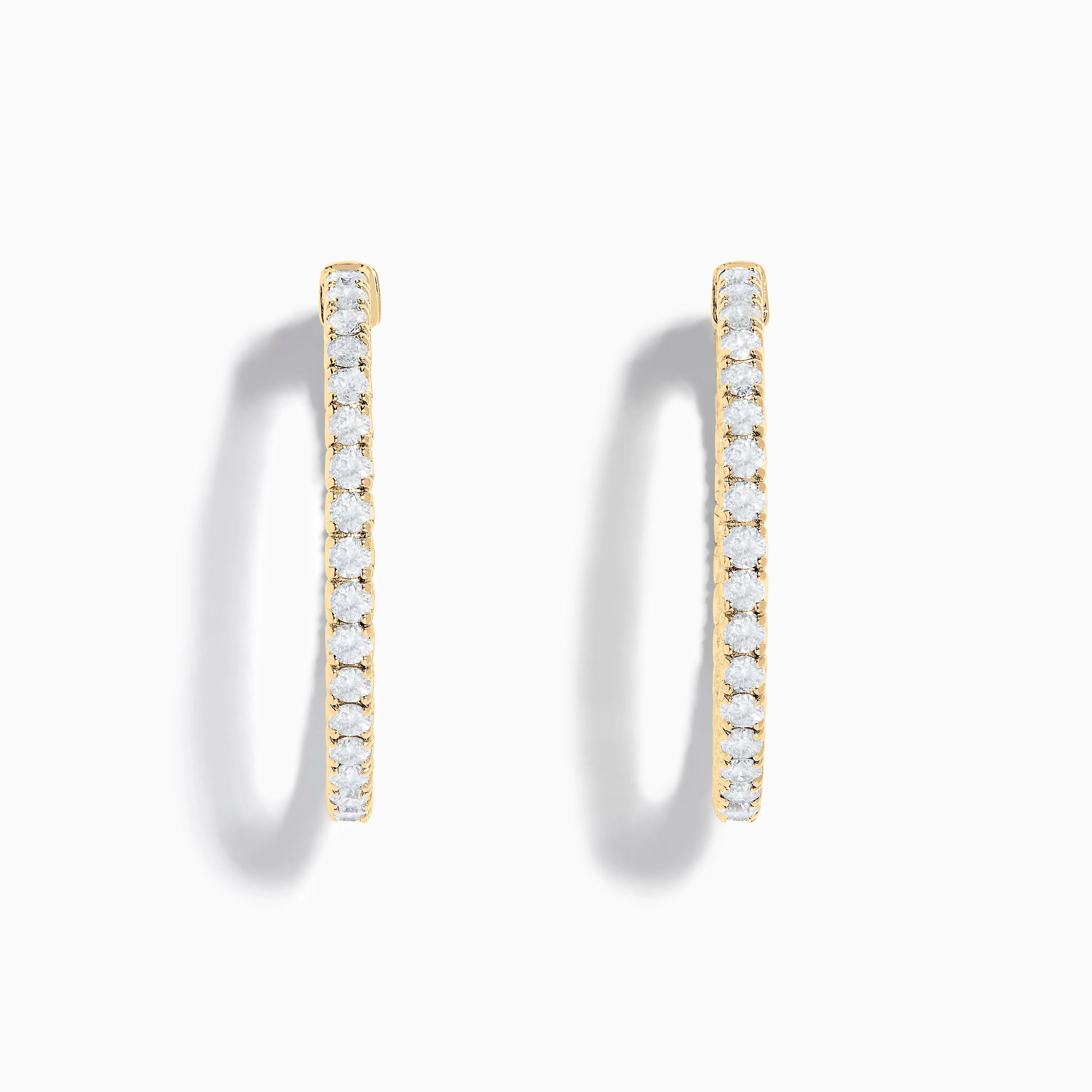 14K Yellow Gold Inside Out Diamond Hoop Earrings, 2.00 TCW sold by Effy