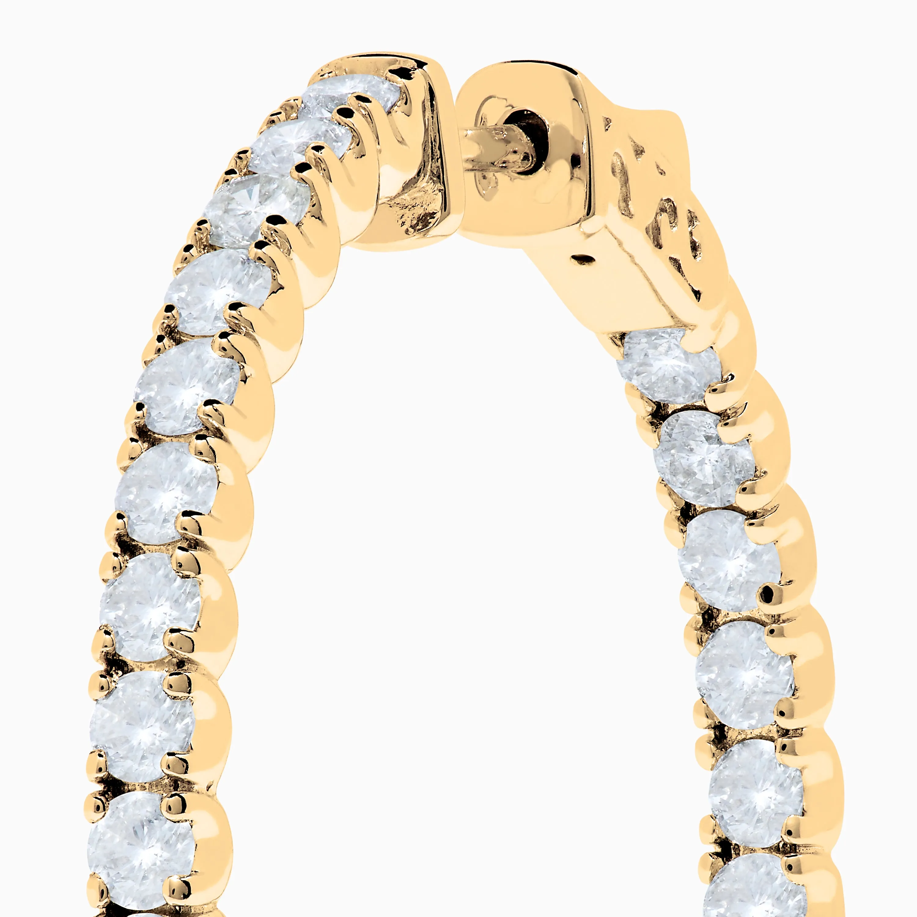 14K Yellow Gold Inside Out Diamond Hoop Earrings, 2.00 TCW sold by Effy product image thumbnail 2