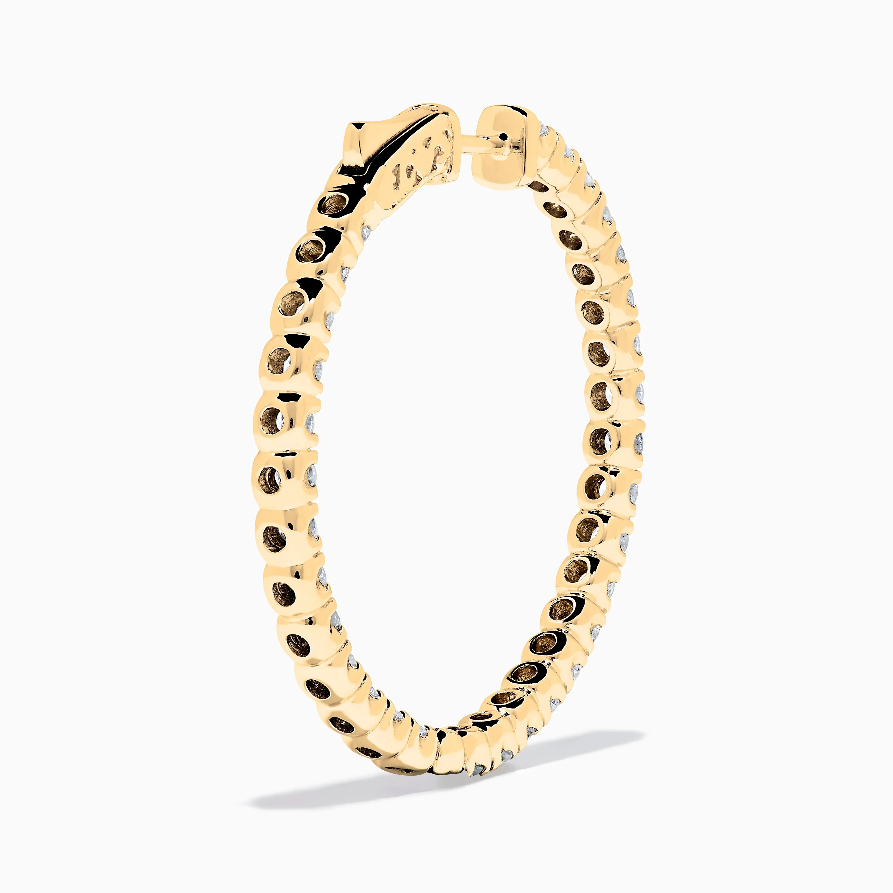 14K Yellow Gold Inside Out Diamond Hoop Earrings, 2.00 TCW sold by Effy product image thumbnail 3