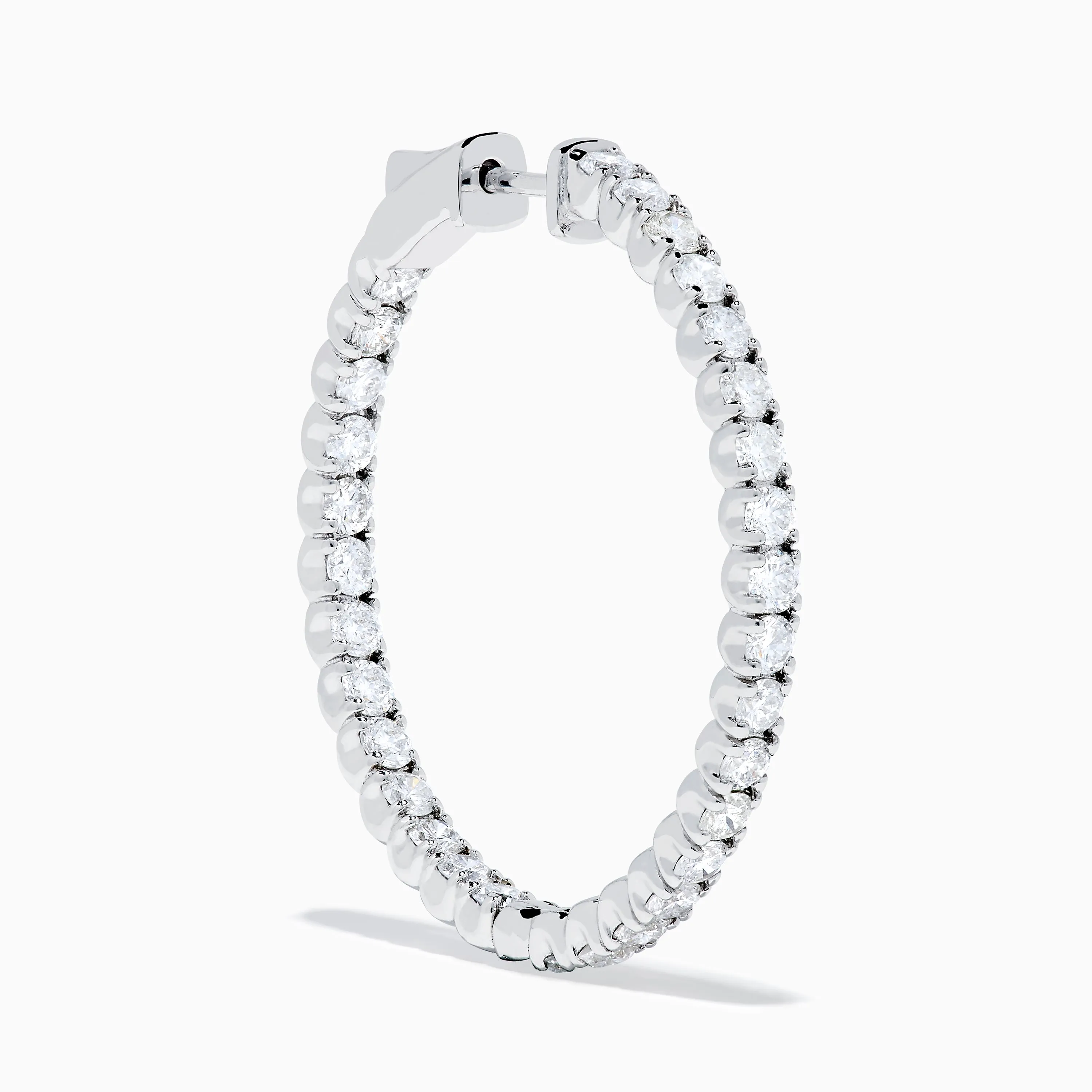 14K White Gold Inside Out Diamond Hoop Earrings, 2.00 TCW sold by Effy product image thumbnail 3