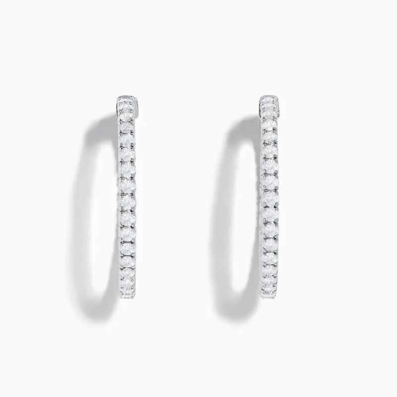 14K White Gold Inside Out Diamond Hoop Earrings, 2.00 TCW sold by Effy