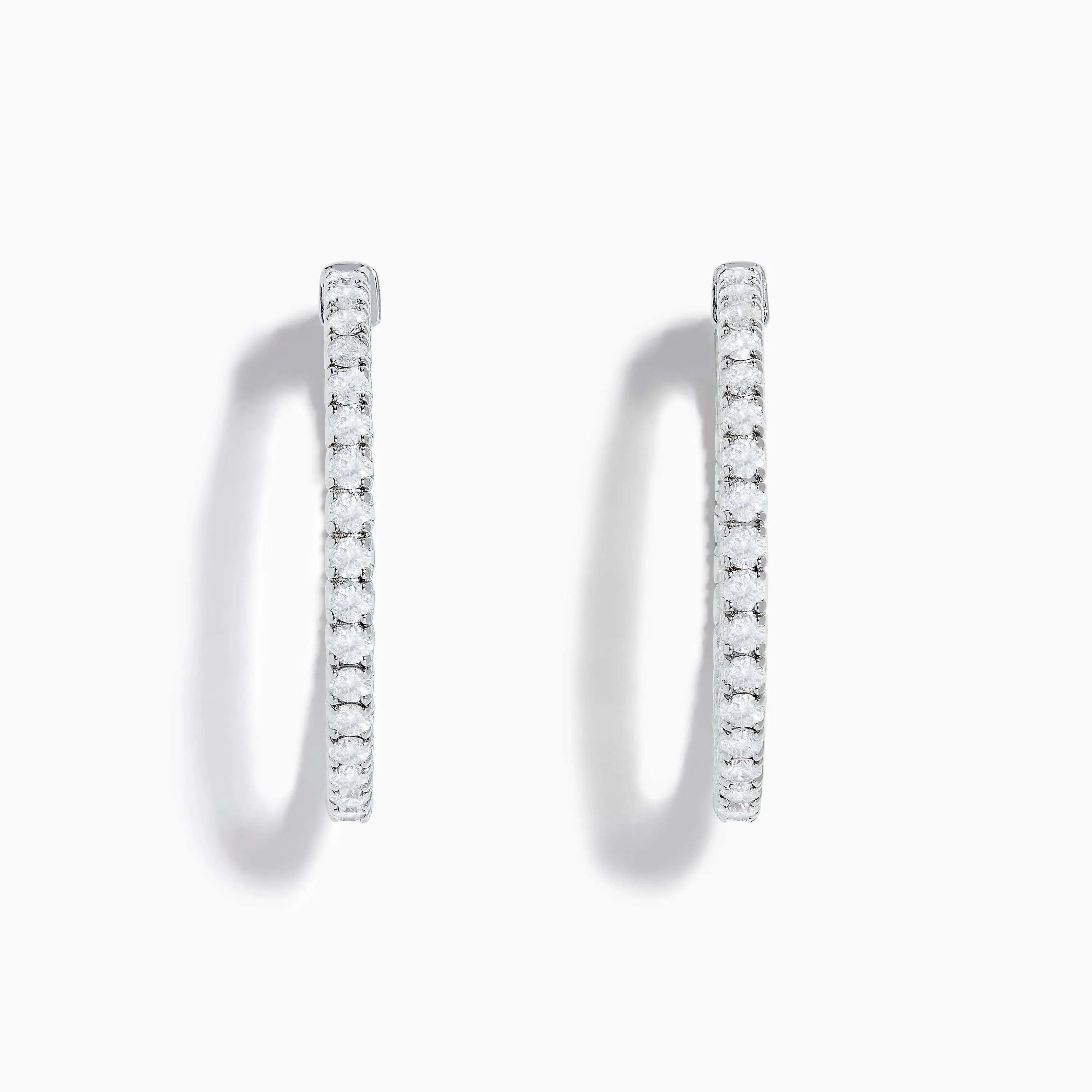 14K White Gold Inside Out Diamond Hoop Earrings, 2.00 TCW sold by Effy