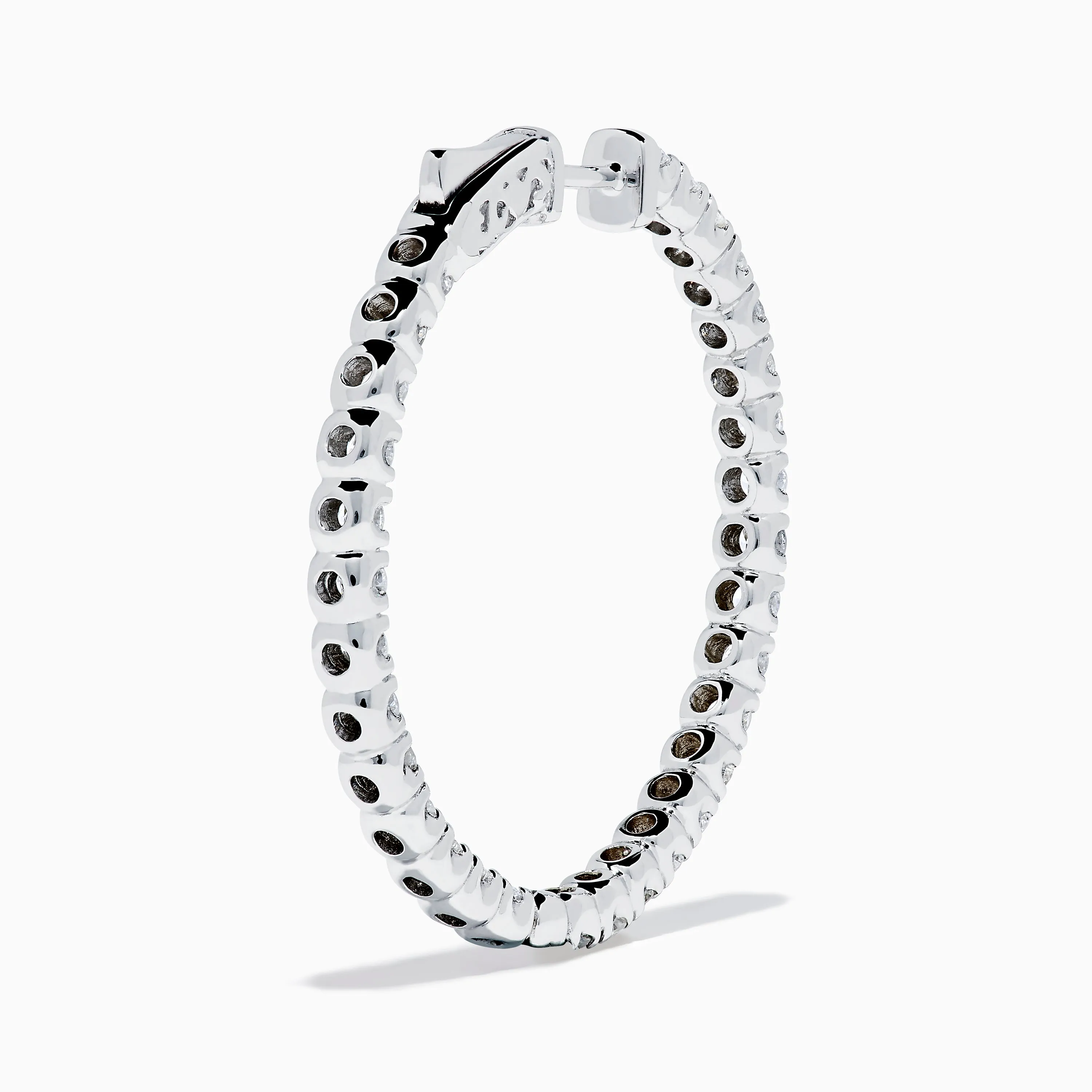 14K White Gold Inside Out Diamond Hoop Earrings, 2.00 TCW sold by Effy product image thumbnail 4