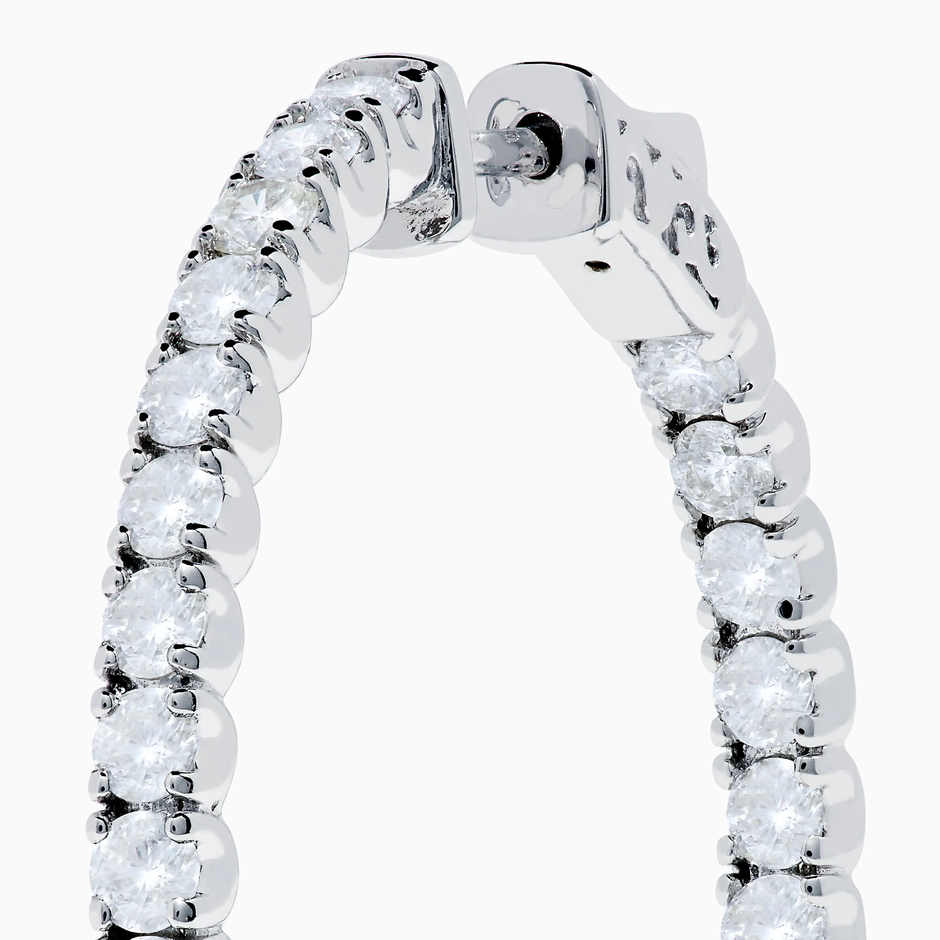 14K White Gold Inside Out Diamond Hoop Earrings, 2.00 TCW sold by Effy product image thumbnail 2
