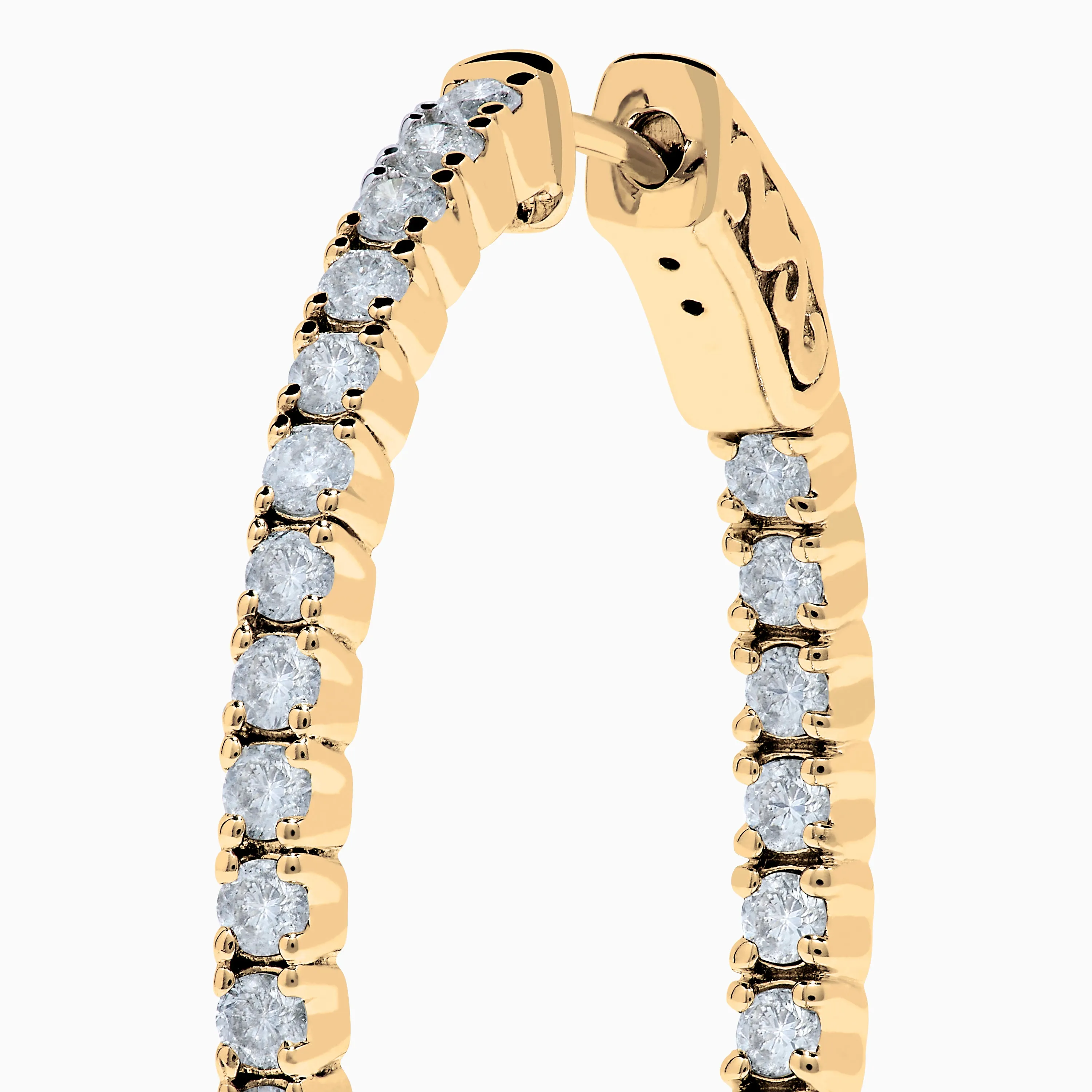 14K Yellow Gold Inside Out Diamond Oval Earrings, 2.00 TCW sold by Effy product image thumbnail 2