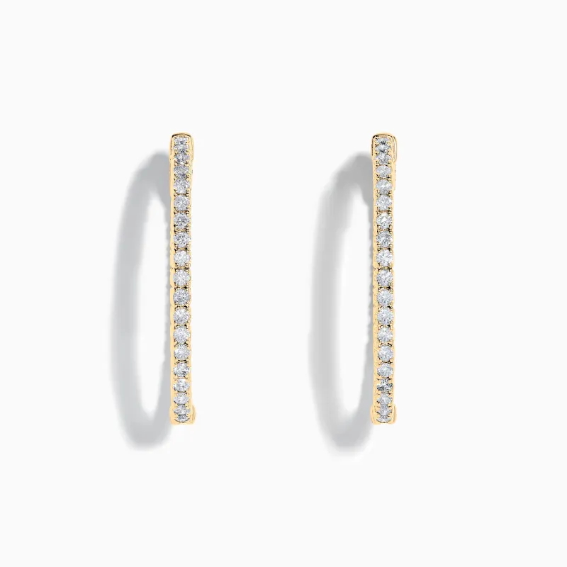 14K Yellow Gold Inside Out Diamond Oval Earrings, 2.00 TCW sold by Effy