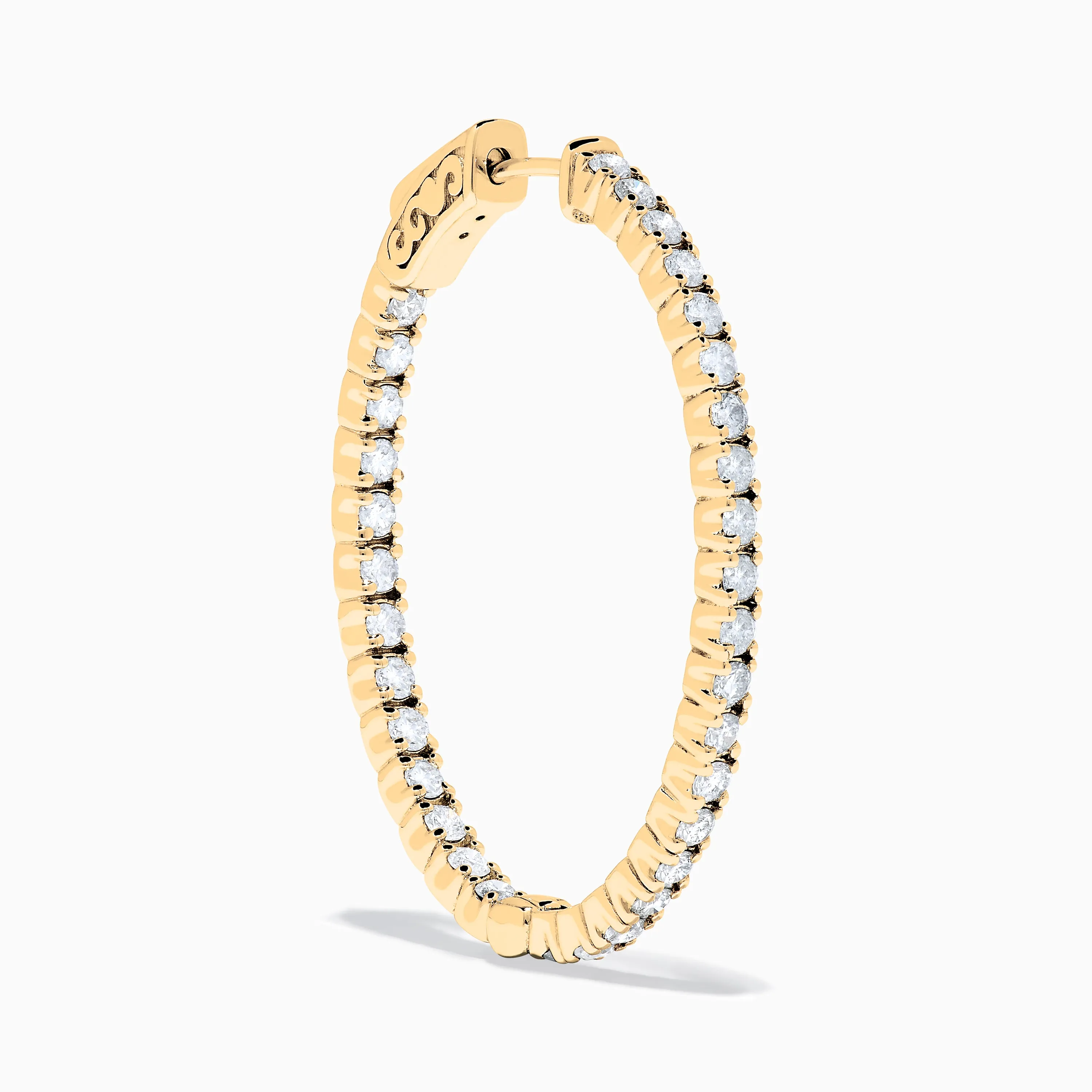 14K Yellow Gold Inside Out Diamond Oval Earrings, 2.00 TCW sold by Effy product image thumbnail 3