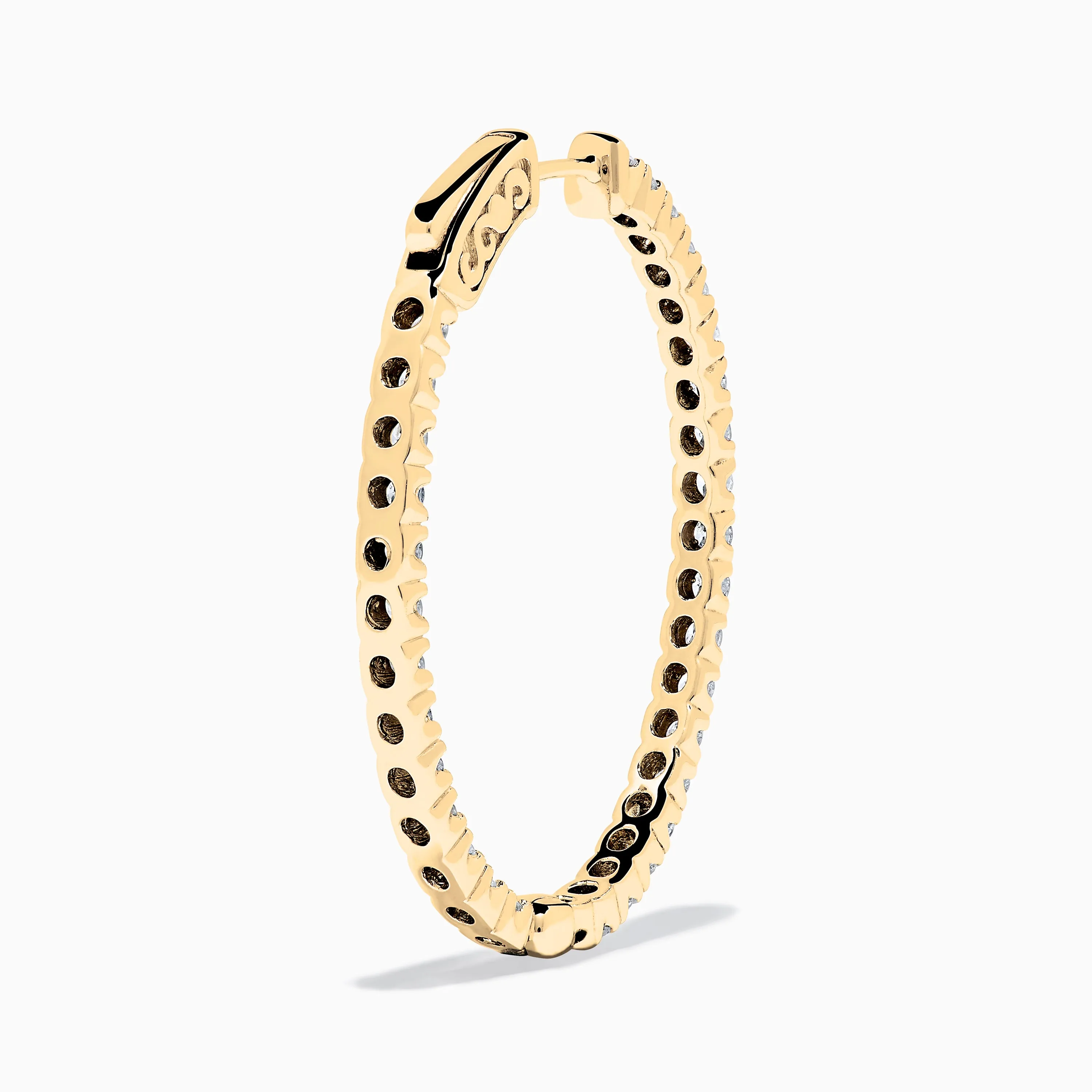 14K Yellow Gold Inside Out Diamond Oval Earrings, 2.00 TCW sold by Effy product image thumbnail 4