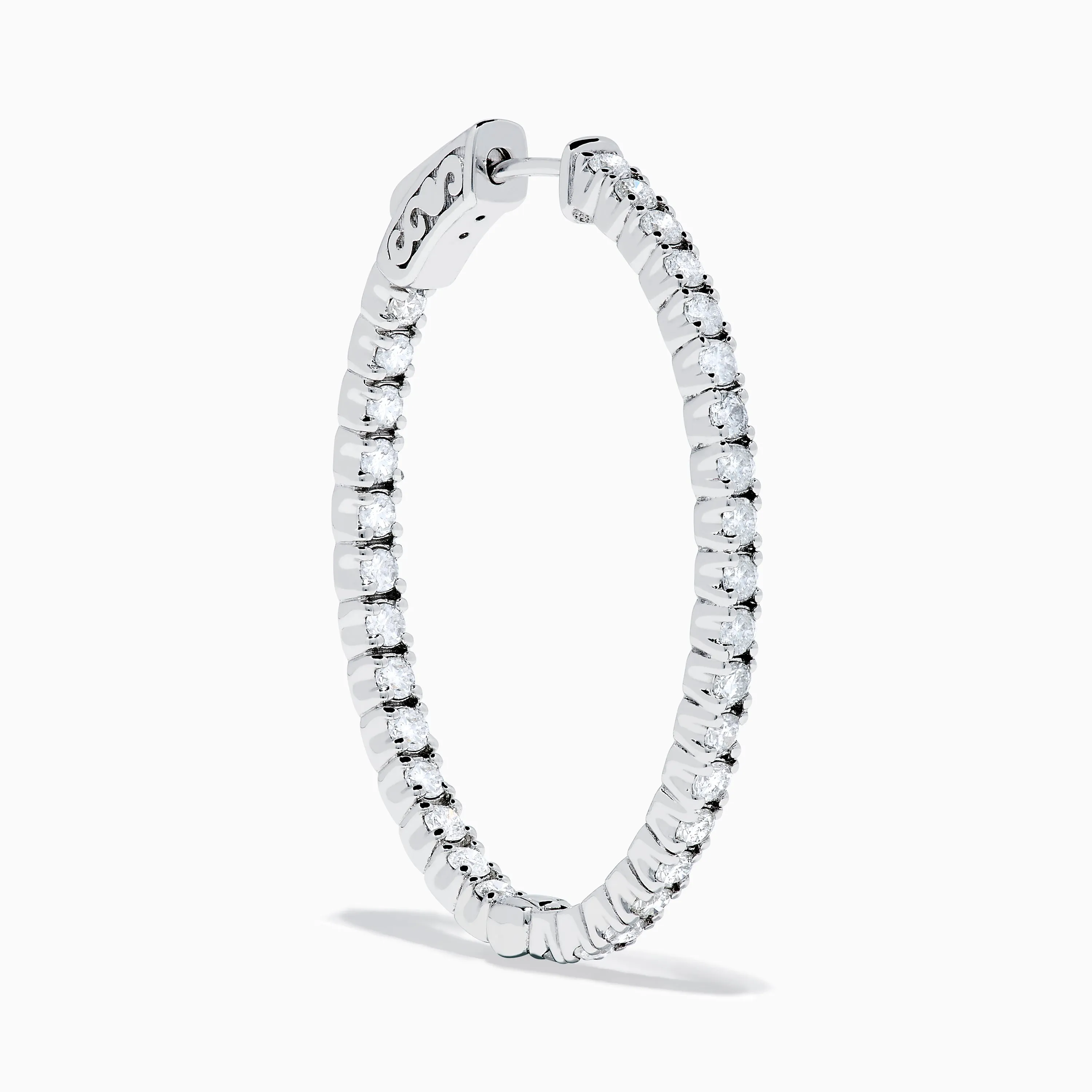 14K White Gold Inside Out Diamond Oval Earrings, 2.00 TCW sold by Effy product image thumbnail 3