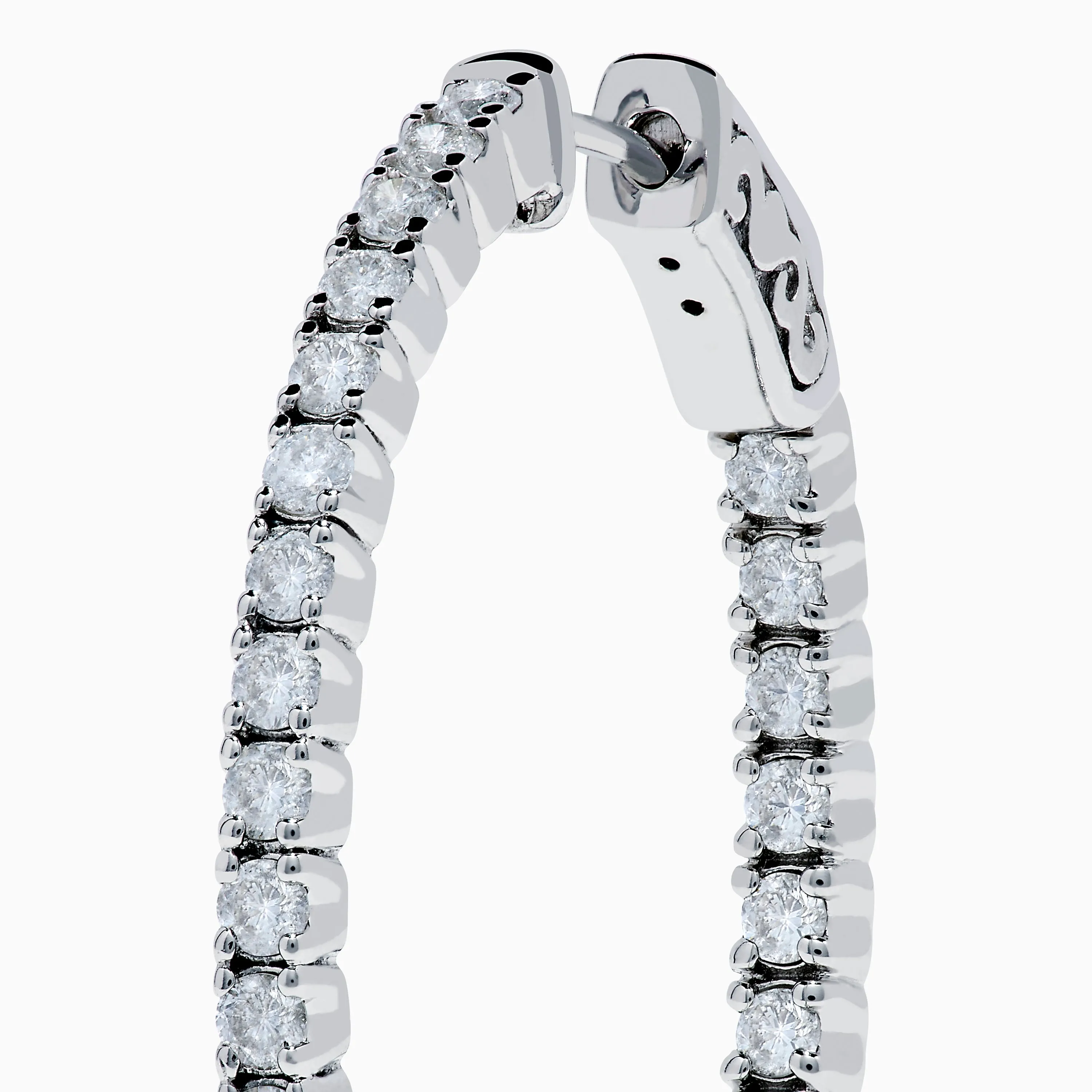 14K White Gold Inside Out Diamond Oval Earrings, 2.00 TCW sold by Effy product image thumbnail 2