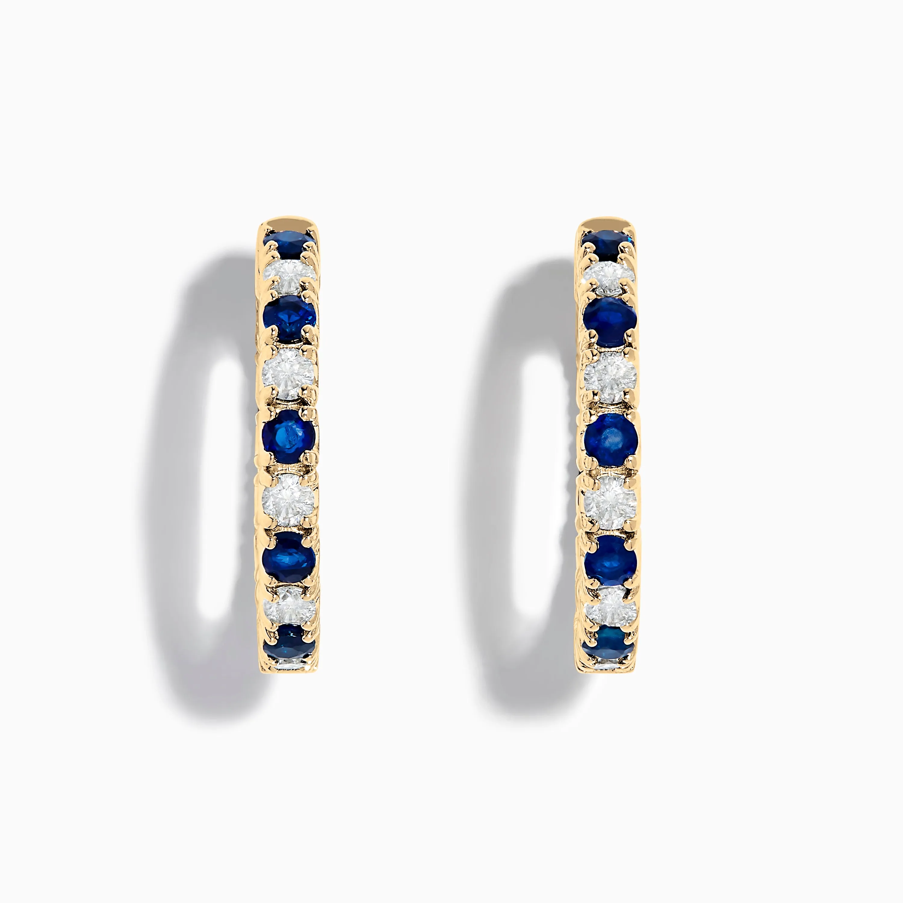 14K Yellow Gold Blue Sapphire & Diamond Hoop Earrings, 3.58 TCW sold by Effy