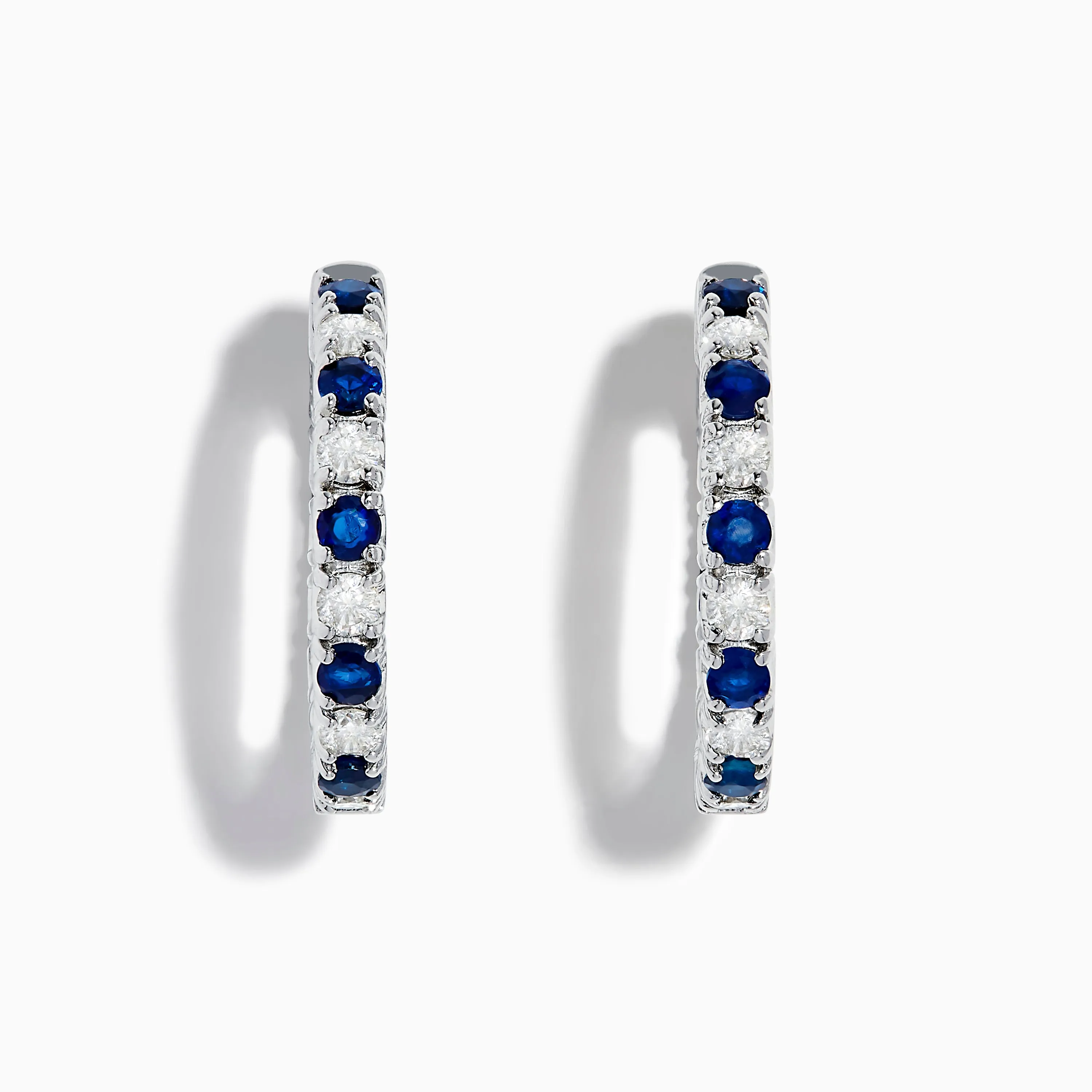 14K White Gold Blue Sapphire & Diamond Hoop Earrings, 3.58 TCW sold by Effy