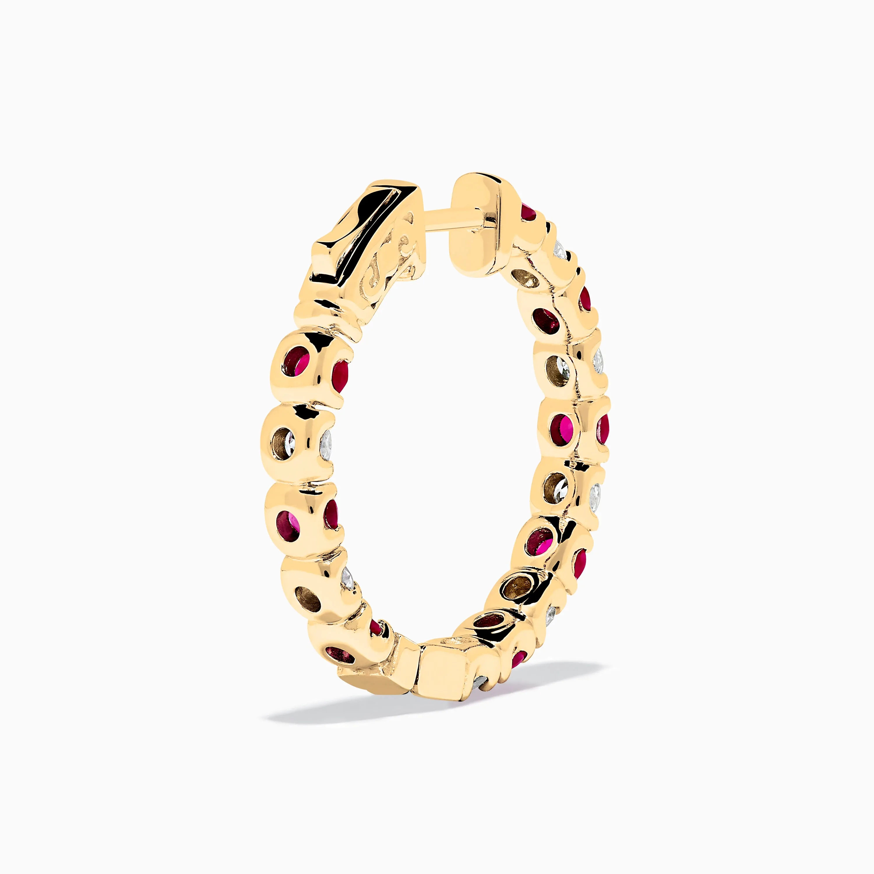 14K Yellow Gold Ruby & Diamond Hoop Earrings, 3.58 TCW sold by Effy product image thumbnail 4