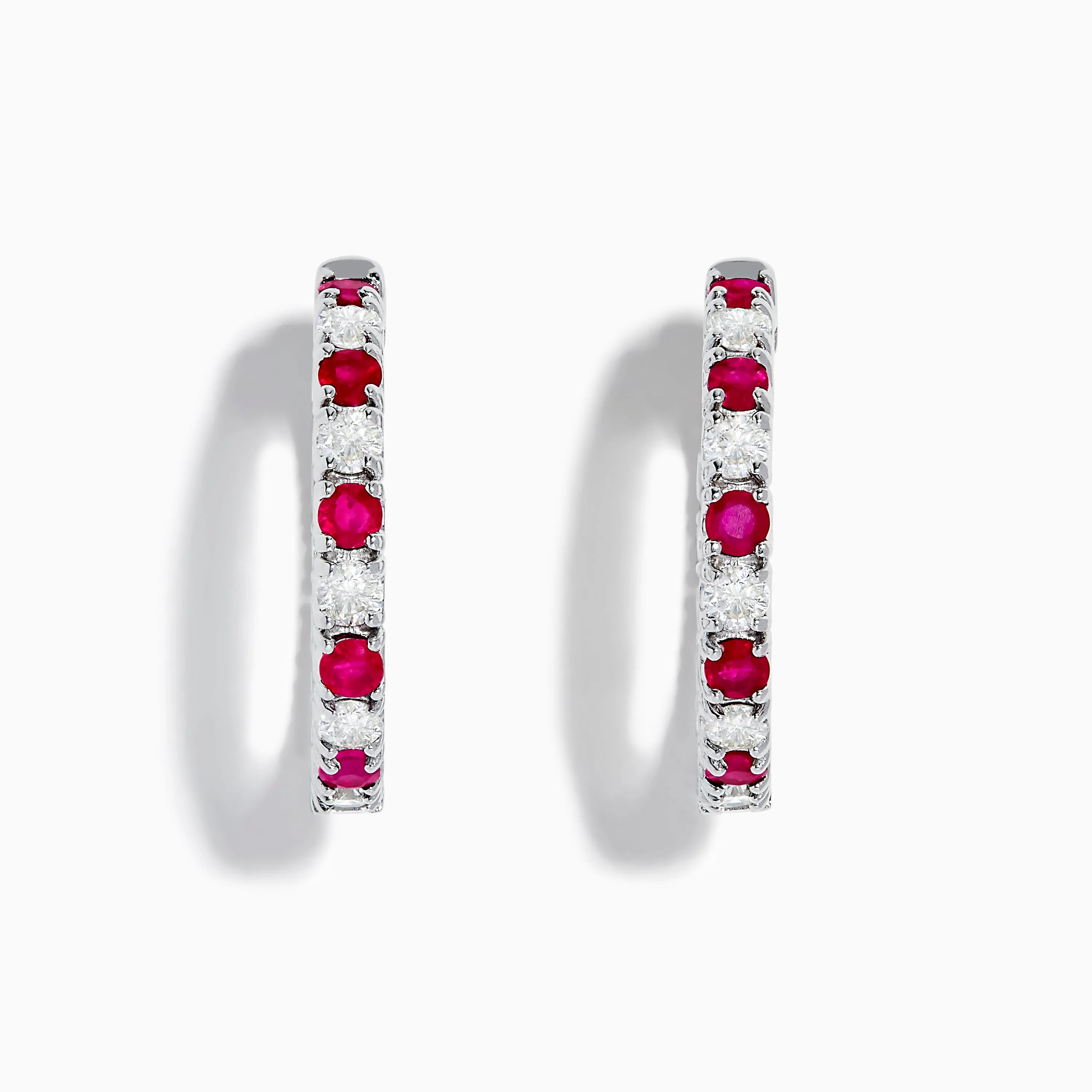 14K White Gold Ruby & Diamond Hoop Earrings, 3.58 TCW sold by Effy