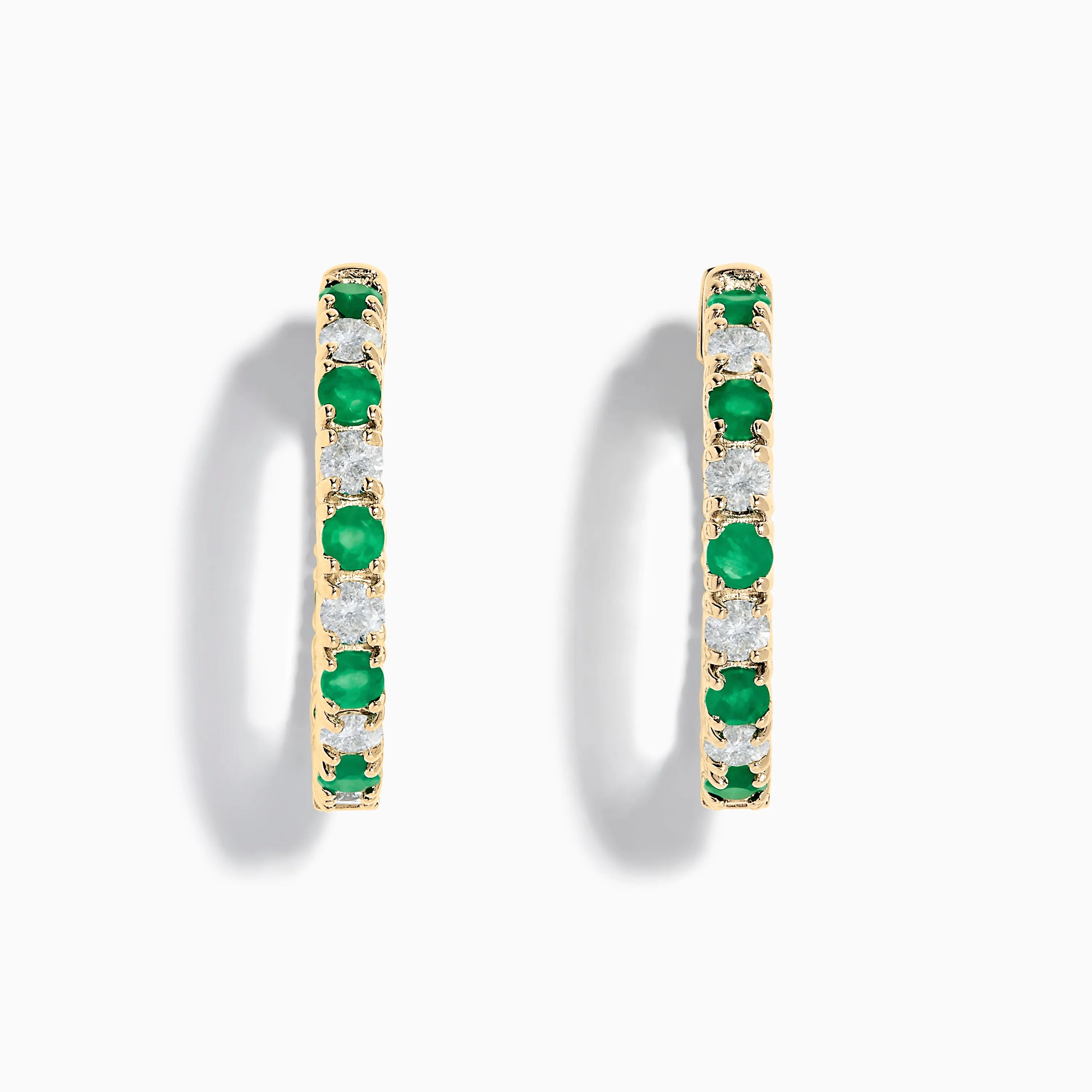 14K Yellow Gold Emerald & Diamond Hoop Earrings, 3.58 TCW sold by Effy