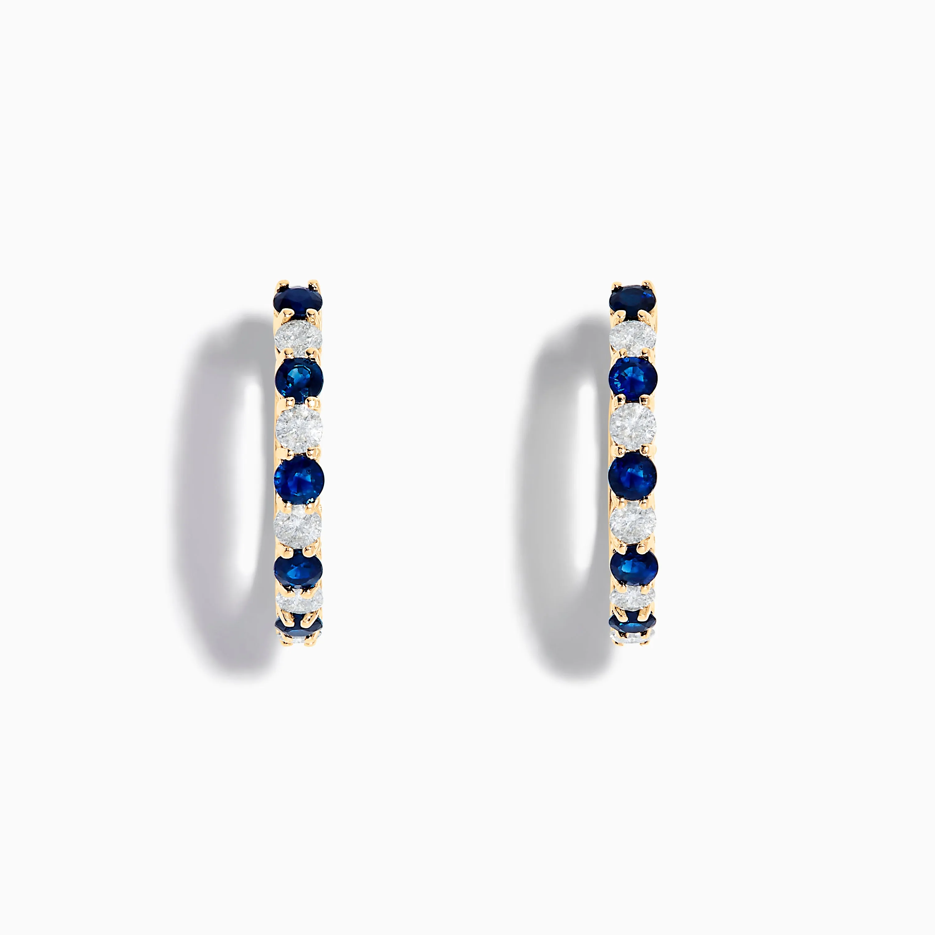14K Yellow Gold Blue Sapphire & Diamond Hoop Earrings, 1.35 TCW sold by Effy