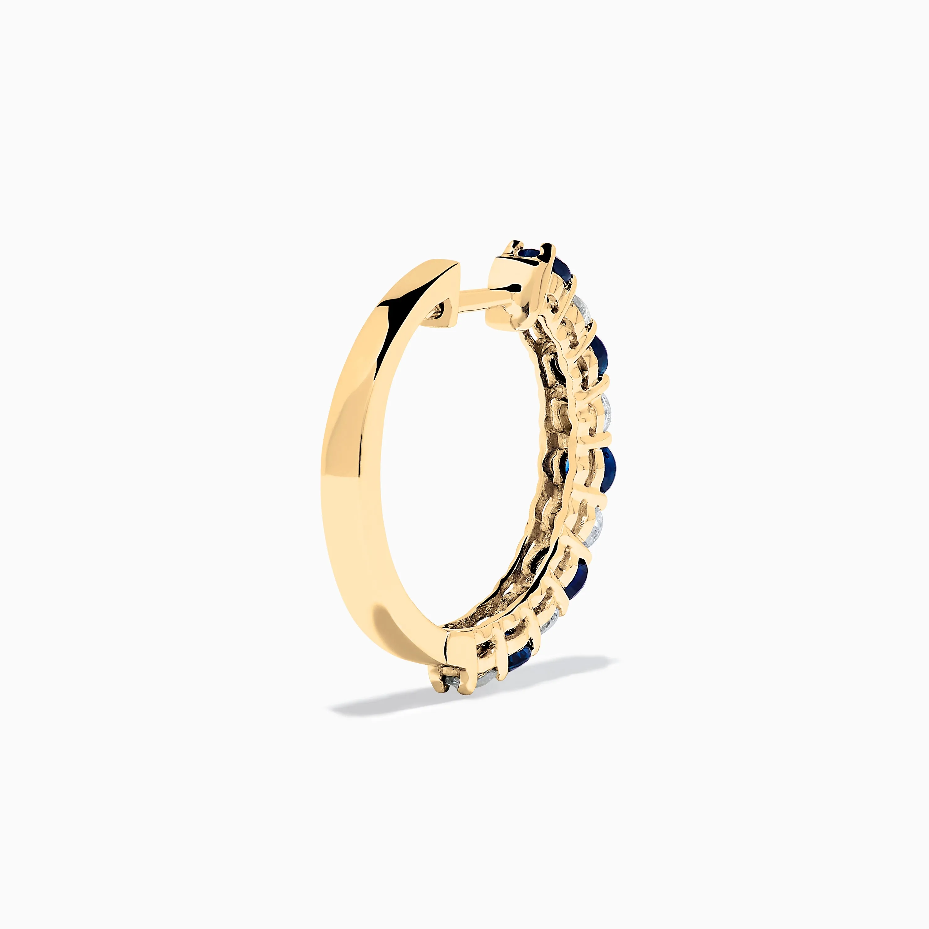 14K Yellow Gold Blue Sapphire & Diamond Hoop Earrings, 1.35 TCW sold by Effy product image thumbnail 4