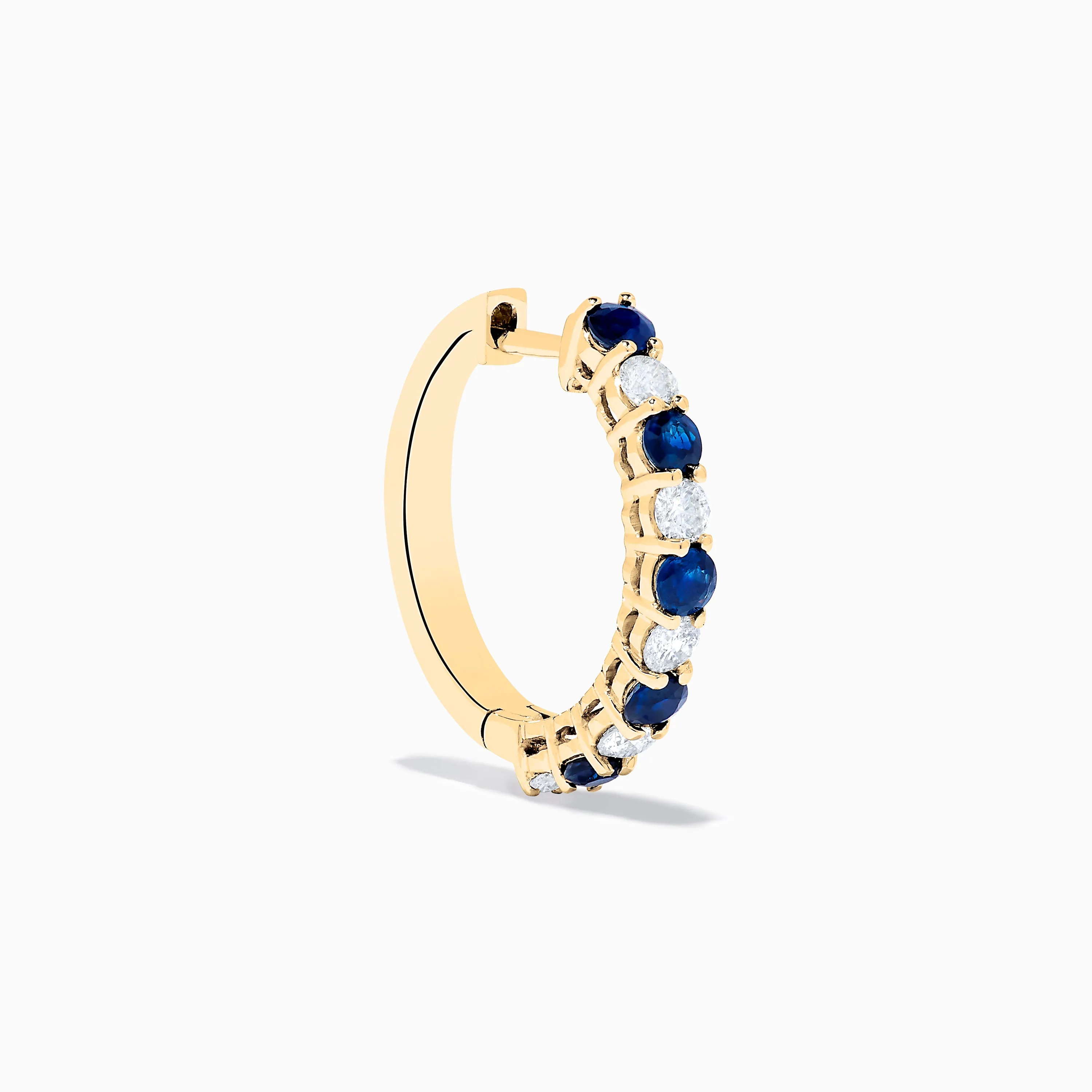 14K Yellow Gold Blue Sapphire & Diamond Hoop Earrings, 1.35 TCW sold by Effy product image thumbnail 3