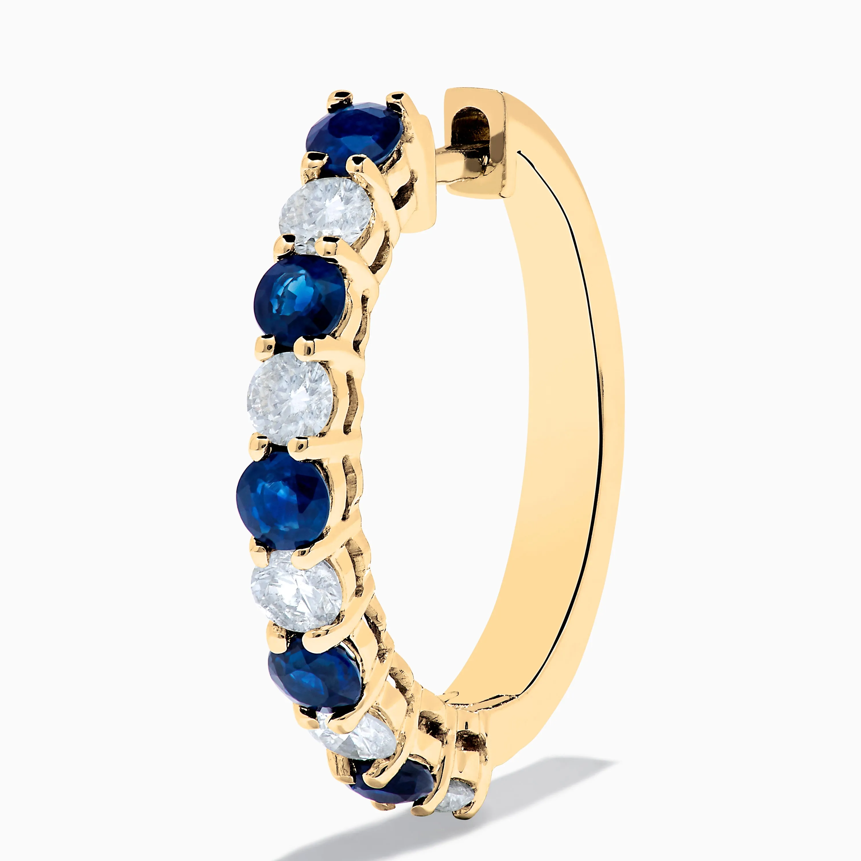 14K Yellow Gold Blue Sapphire & Diamond Hoop Earrings, 1.35 TCW sold by Effy product image thumbnail 2