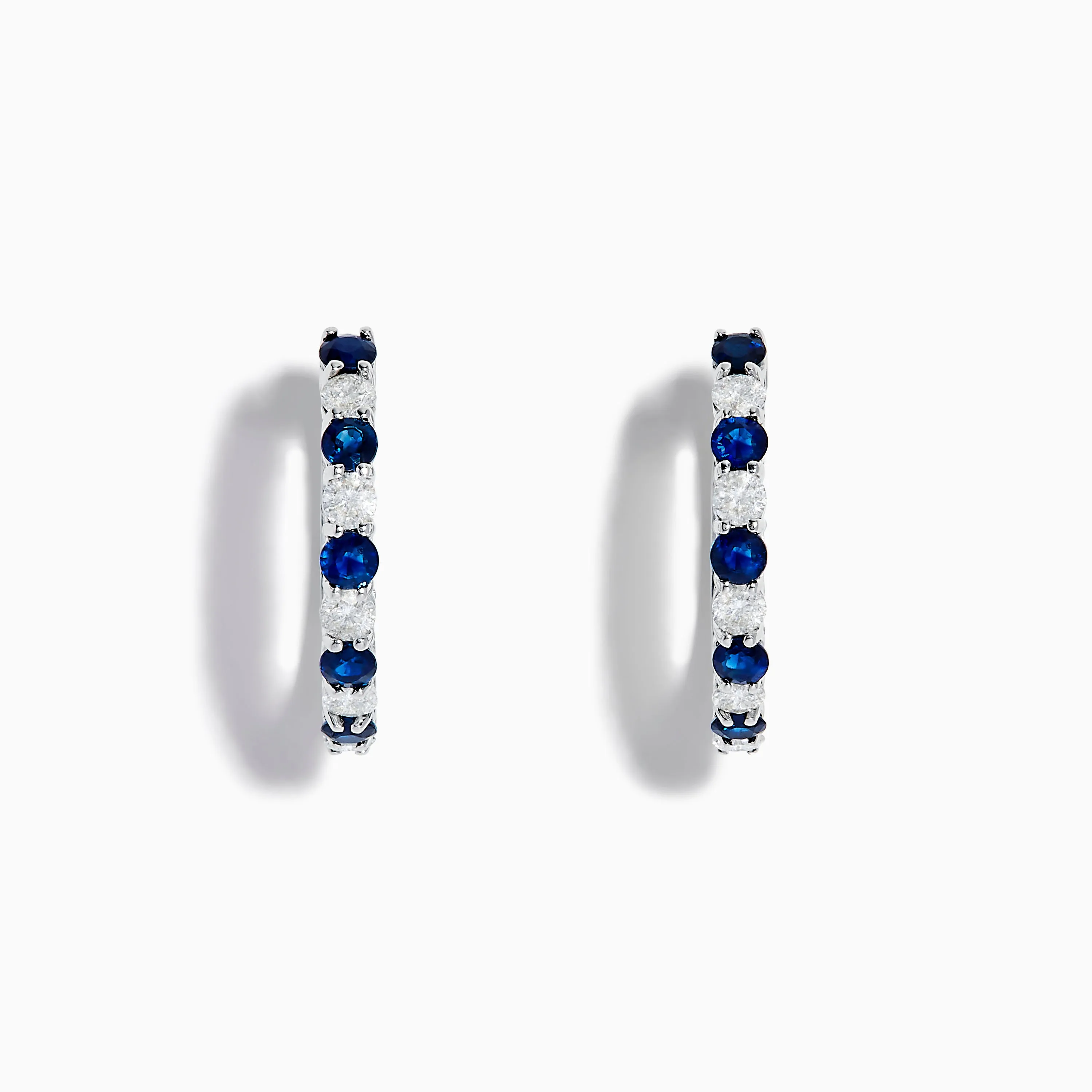 14K White Gold Blue Sapphire & Diamond Hoop Earrings, 1.35 TCW sold by Effy