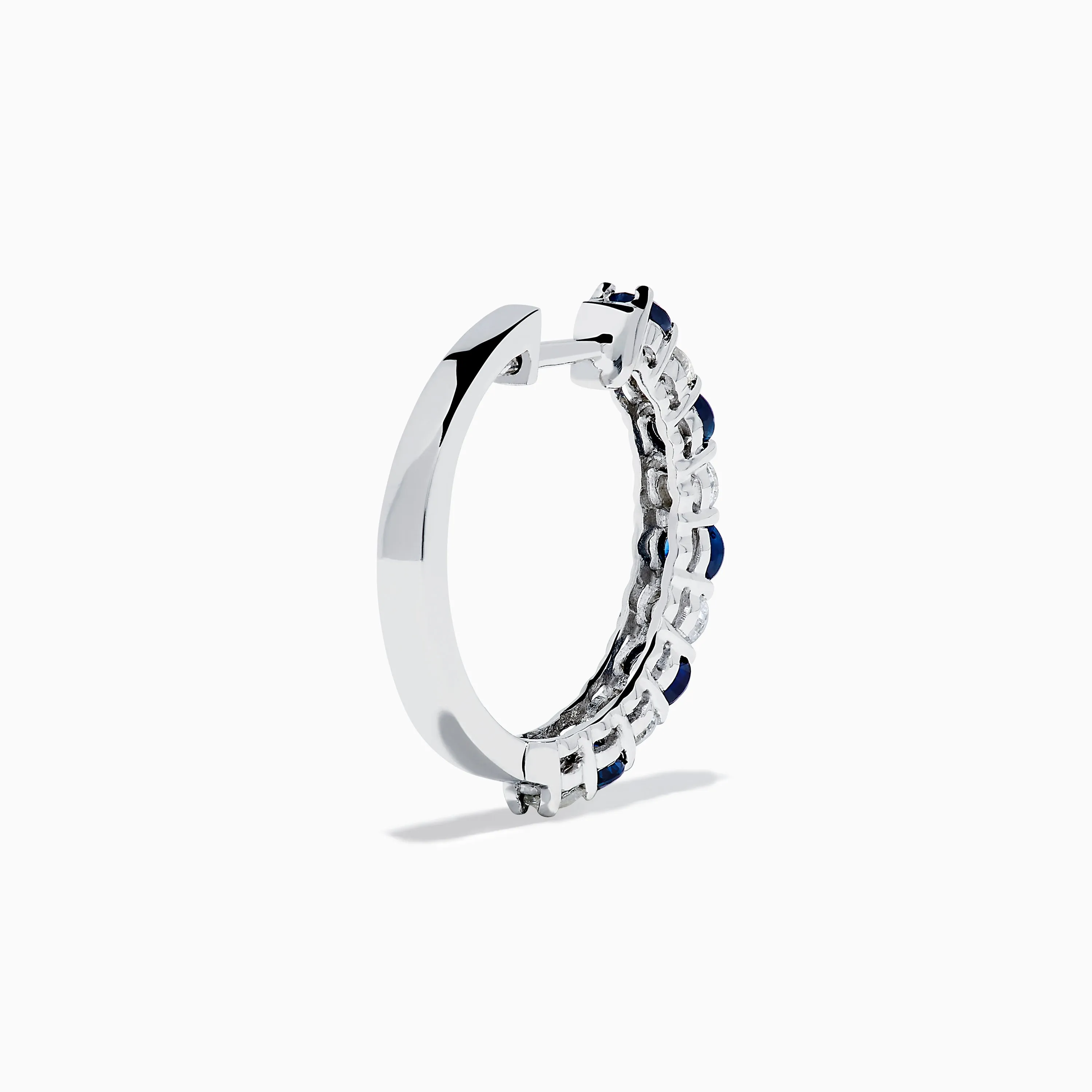 14K White Gold Blue Sapphire & Diamond Hoop Earrings, 1.35 TCW sold by Effy product image thumbnail 4