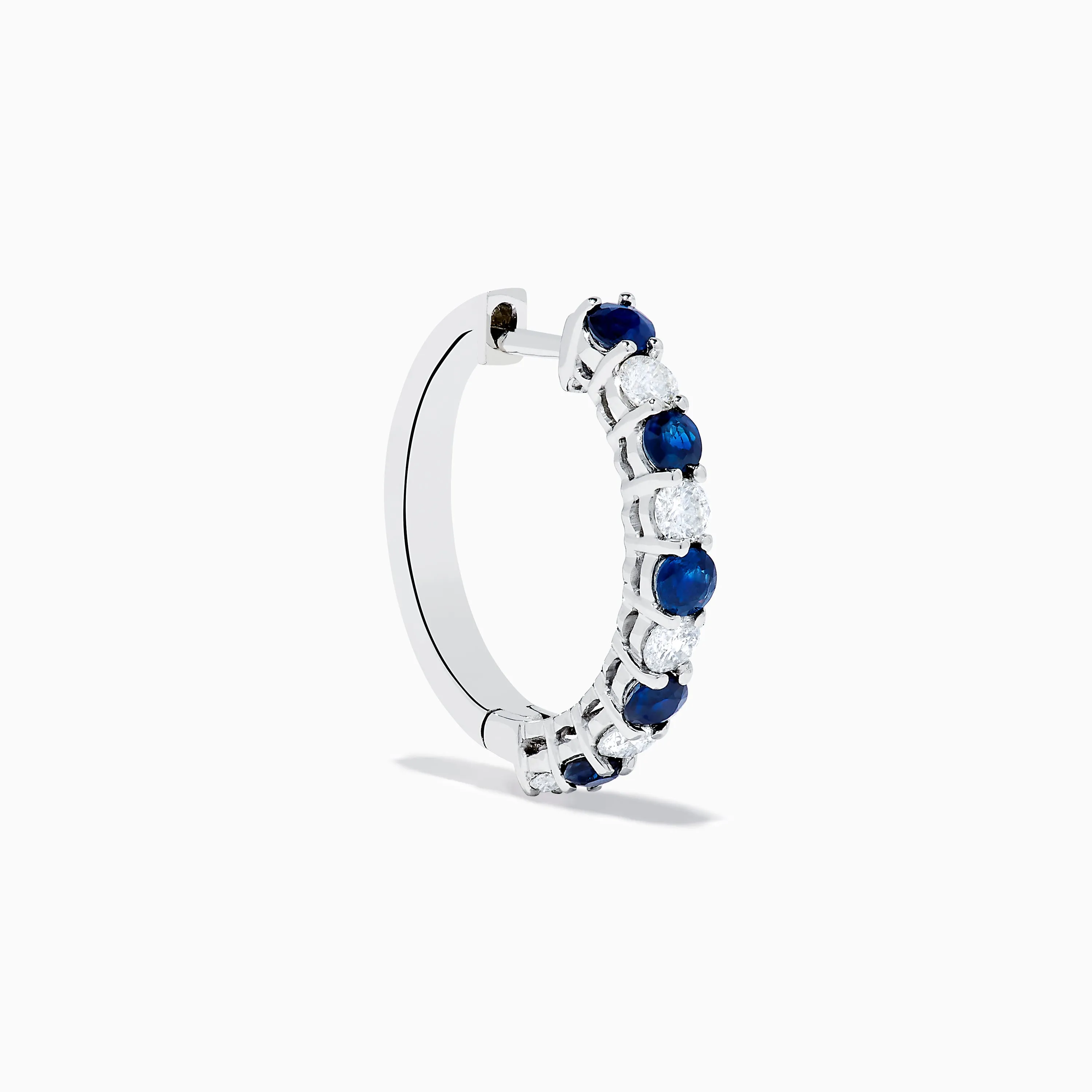 14K White Gold Blue Sapphire & Diamond Hoop Earrings, 1.35 TCW sold by Effy product image thumbnail 3