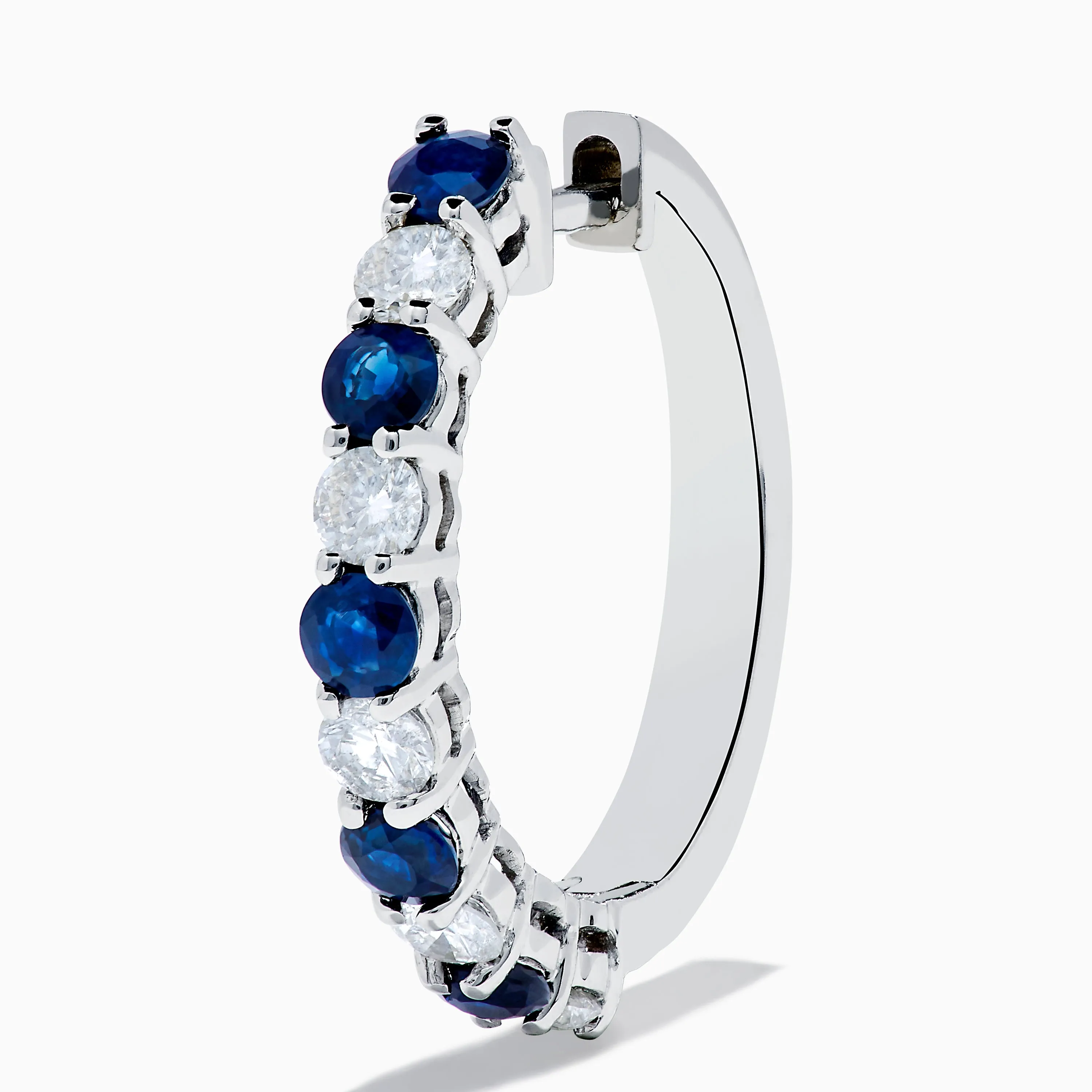 14K White Gold Blue Sapphire & Diamond Hoop Earrings, 1.35 TCW sold by Effy product image thumbnail 2