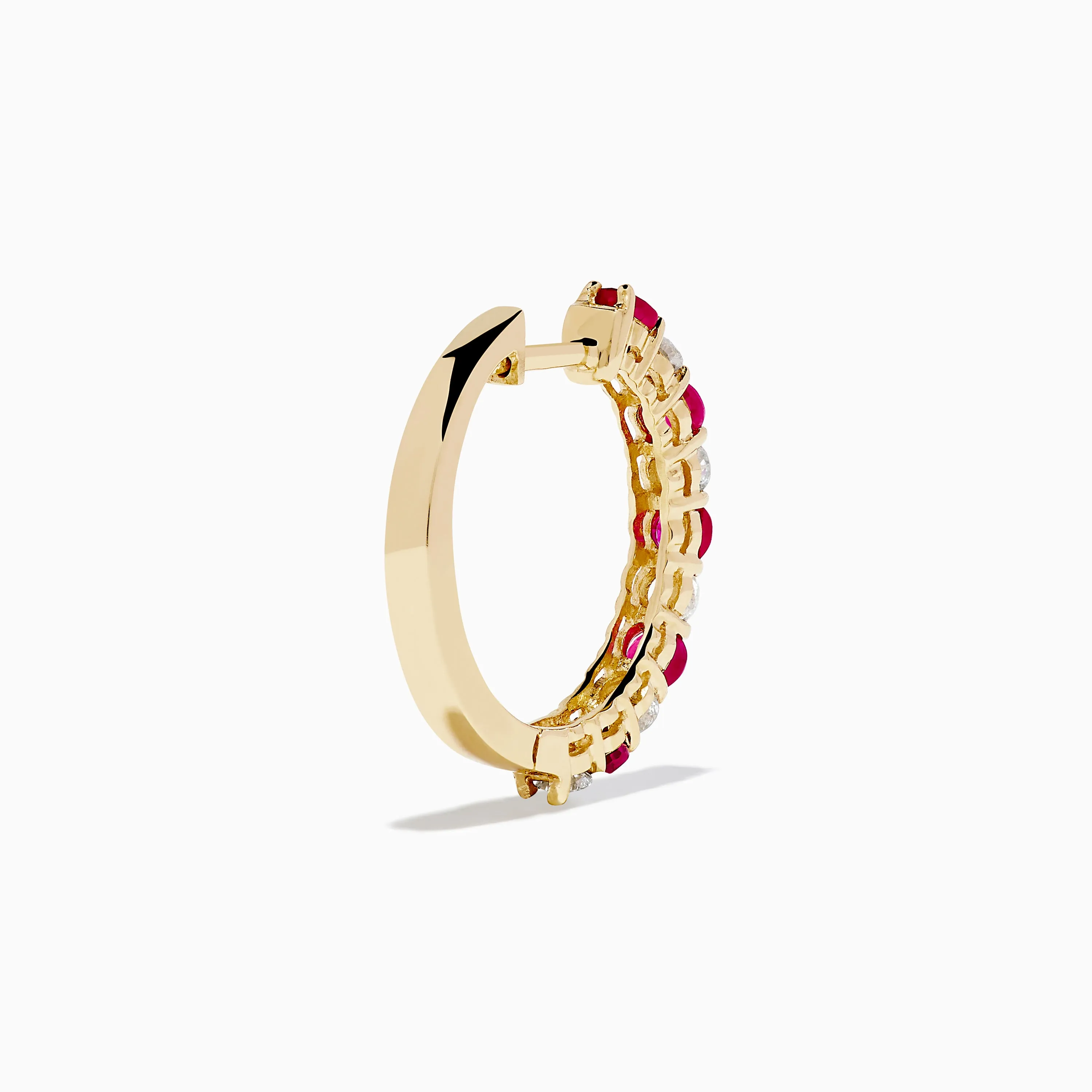 14K Yellow Gold Ruby & Diamond Hoop Earrings, 1.35 TCW sold by Effy product image thumbnail 4
