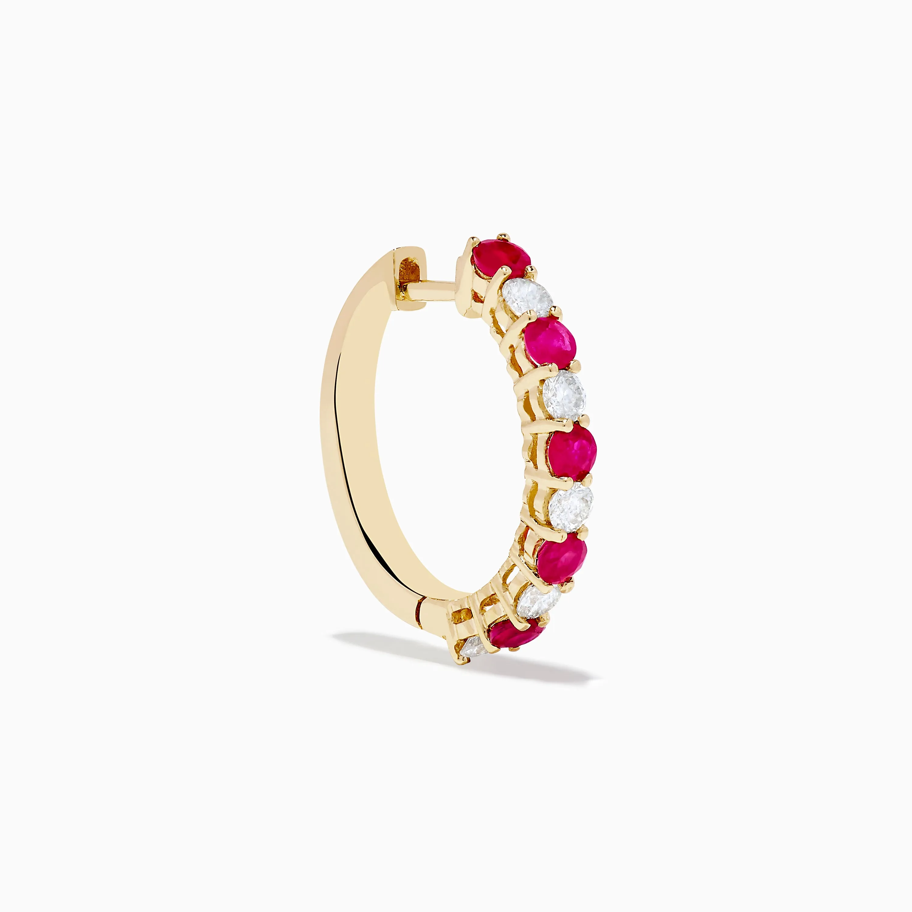14K Yellow Gold Ruby & Diamond Hoop Earrings, 1.35 TCW sold by Effy product image thumbnail 3