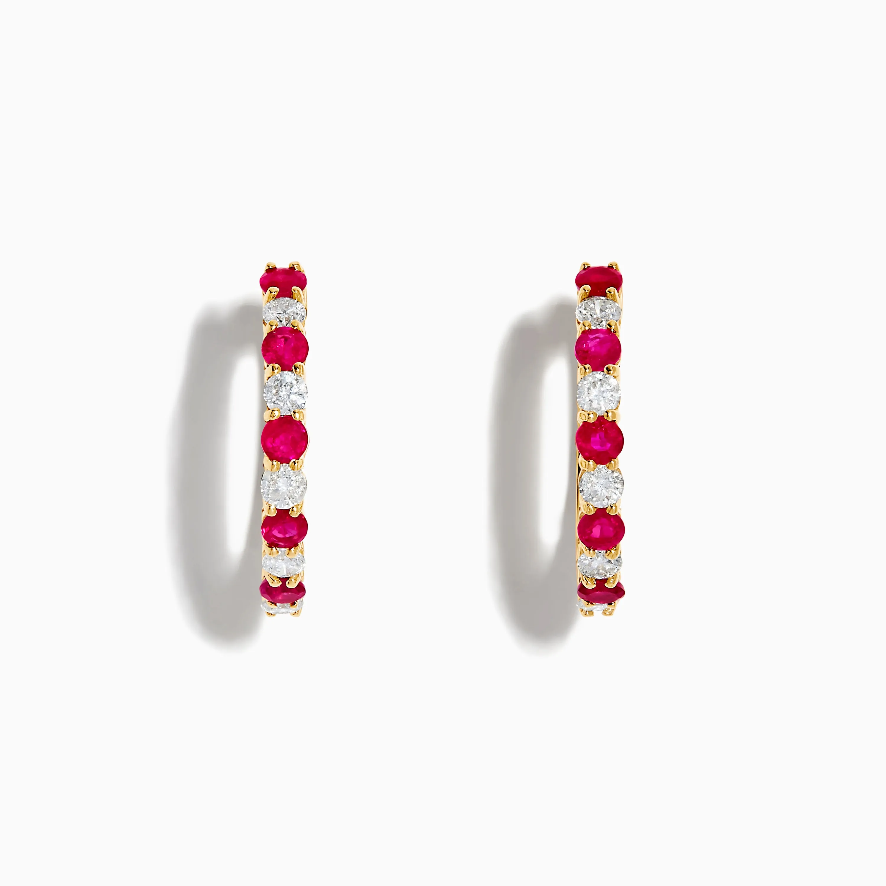 14K Yellow Gold Ruby & Diamond Hoop Earrings, 1.35 TCW sold by Effy
