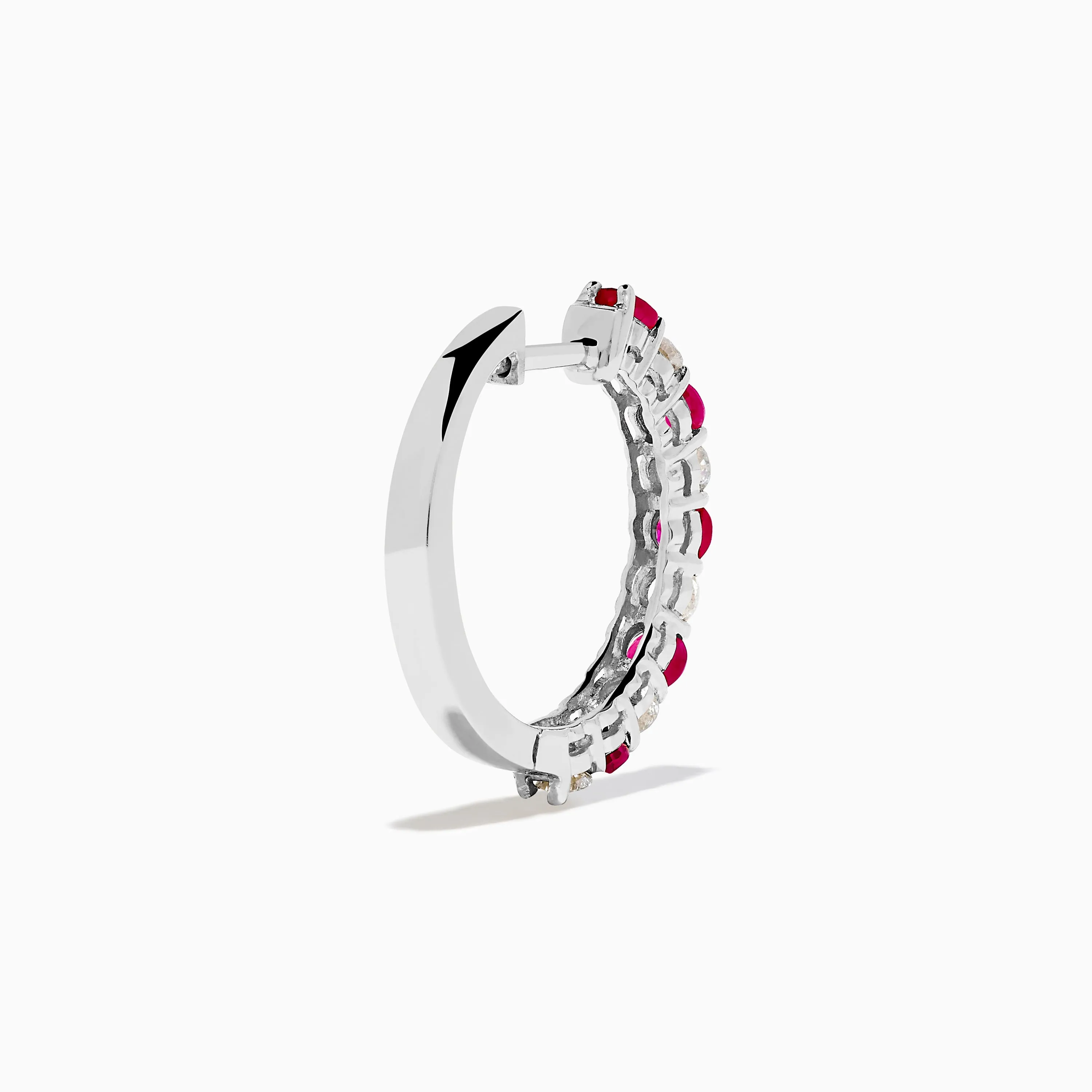 14K White Gold Ruby & Diamond Hoop Earrings, 1.35 TCW sold by Effy product image thumbnail 4