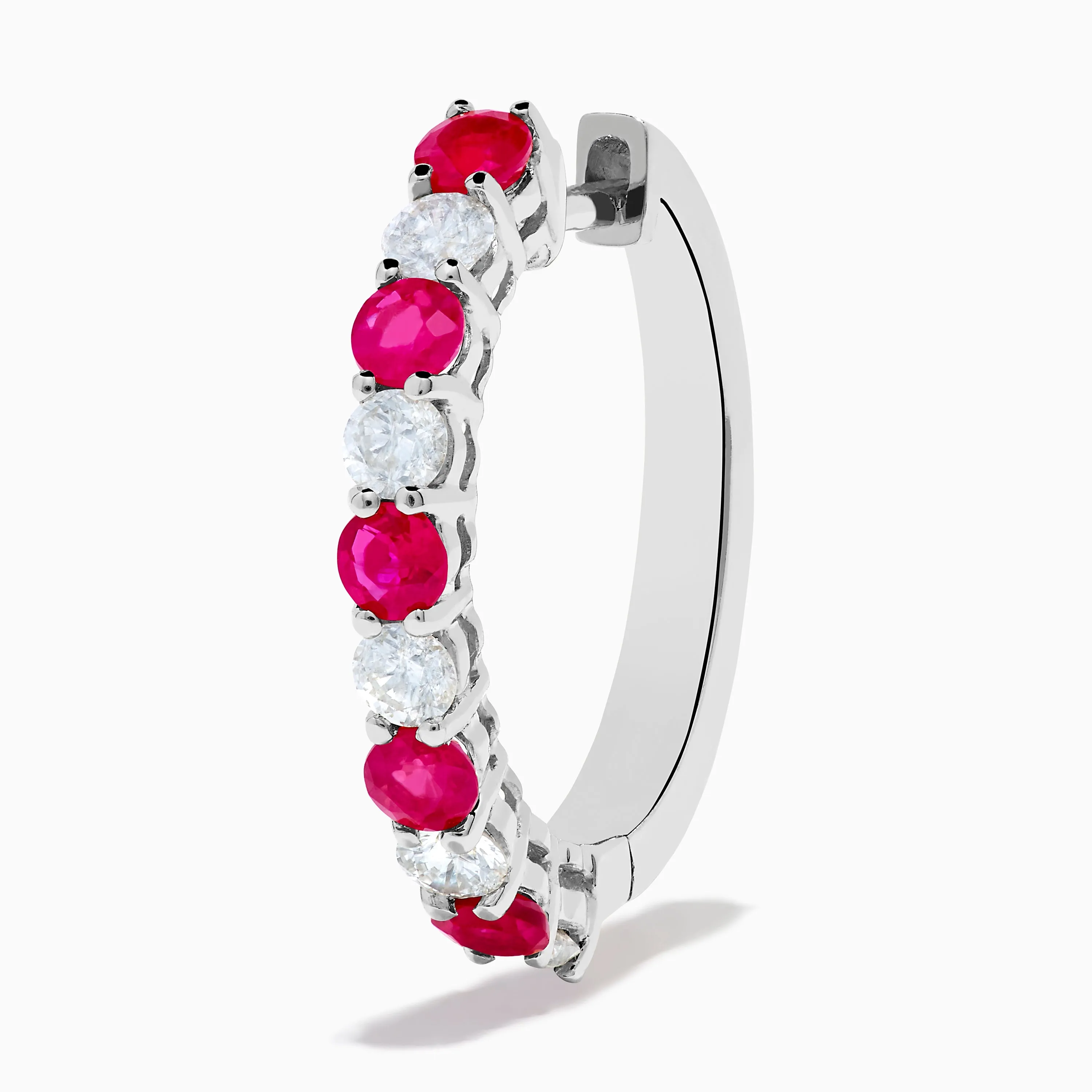 14K White Gold Ruby & Diamond Hoop Earrings, 1.35 TCW sold by Effy product image thumbnail 2