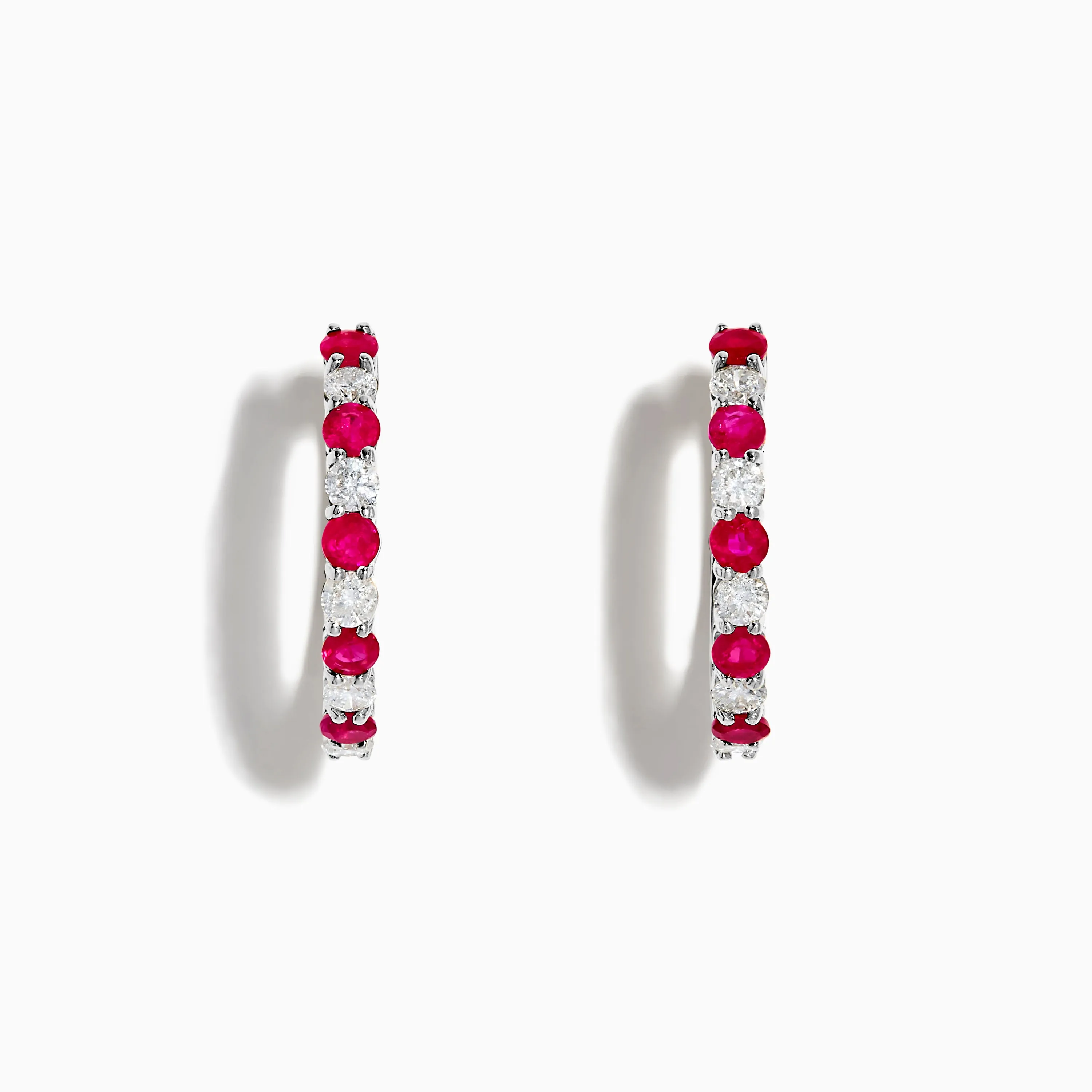 14K White Gold Ruby & Diamond Hoop Earrings, 1.35 TCW sold by Effy