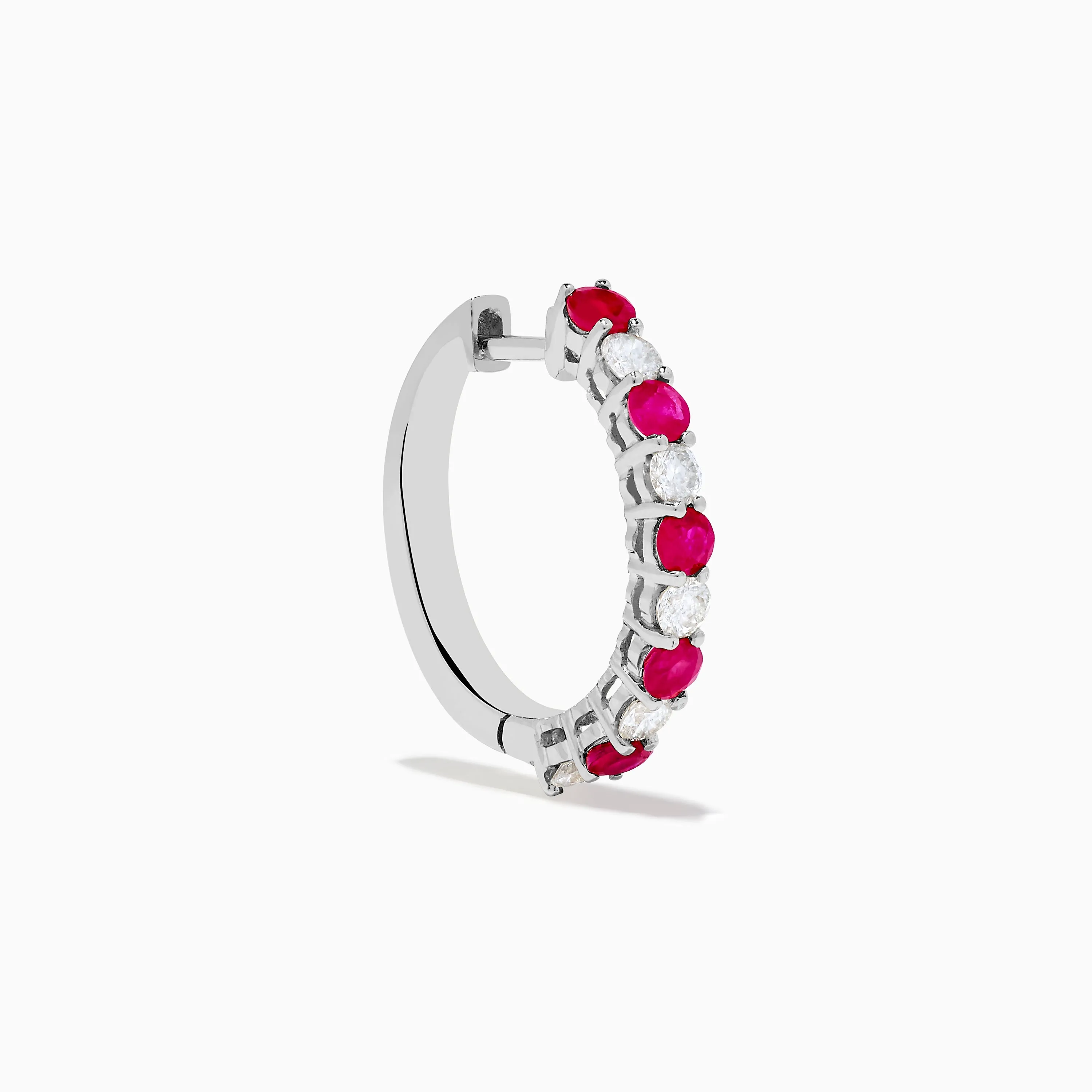 14K White Gold Ruby & Diamond Hoop Earrings, 1.35 TCW sold by Effy product image thumbnail 3