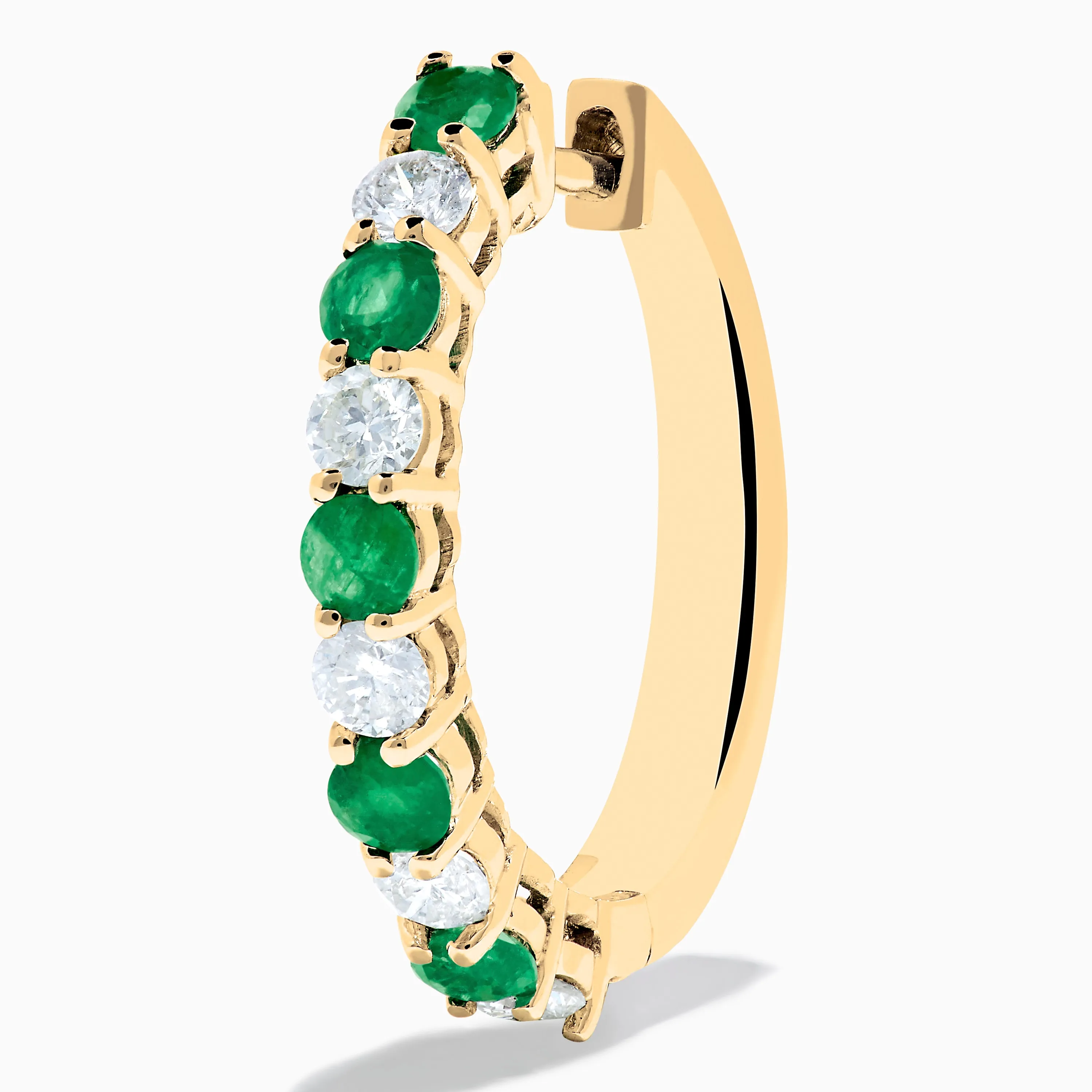14K Yellow Gold Emerald & Diamond Hoop Earrings, 1.35 TCW sold by Effy product image thumbnail 2