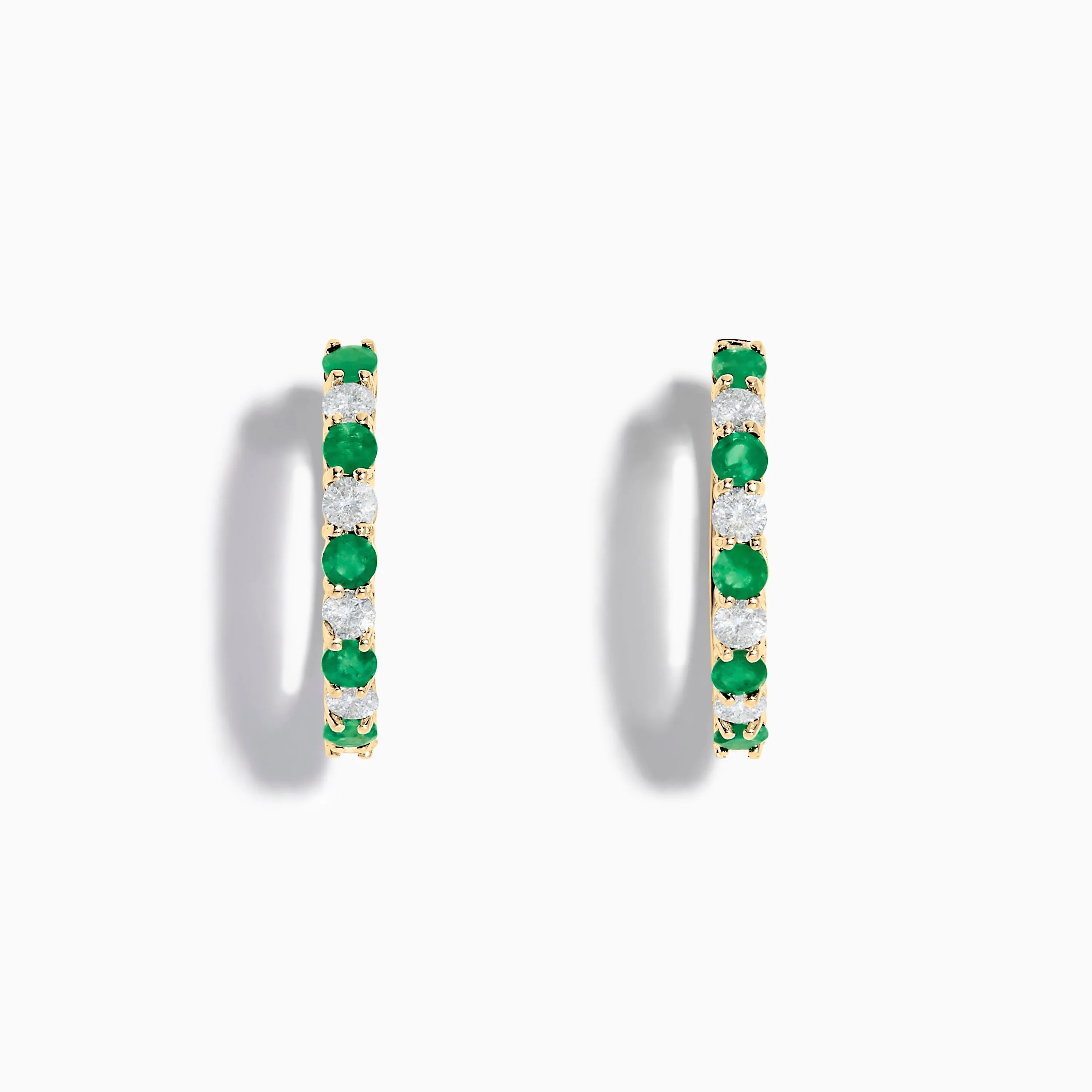 14K Yellow Gold Emerald & Diamond Hoop Earrings, 1.35 TCW sold by Effy