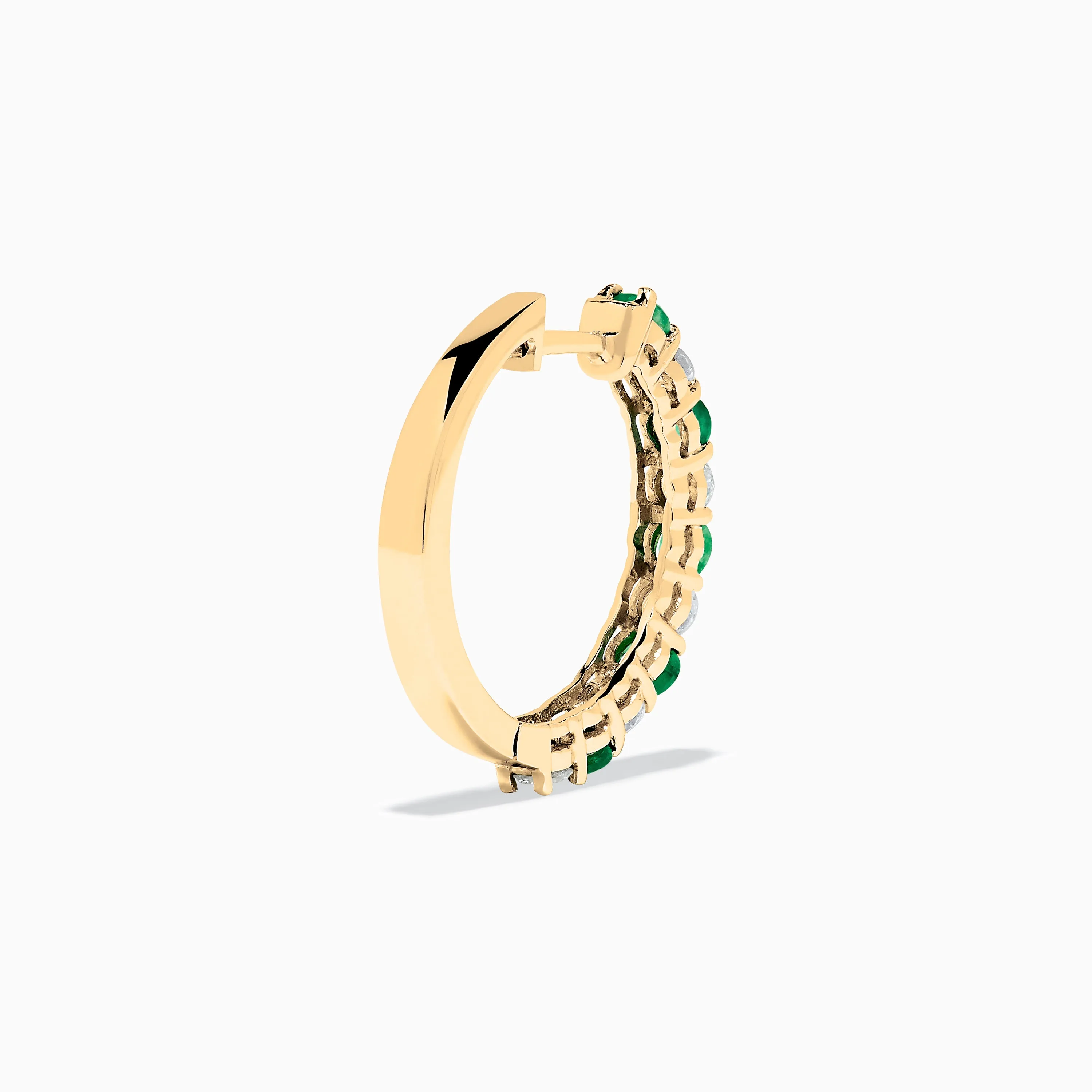 14K Yellow Gold Emerald & Diamond Hoop Earrings, 1.35 TCW sold by Effy product image thumbnail 4